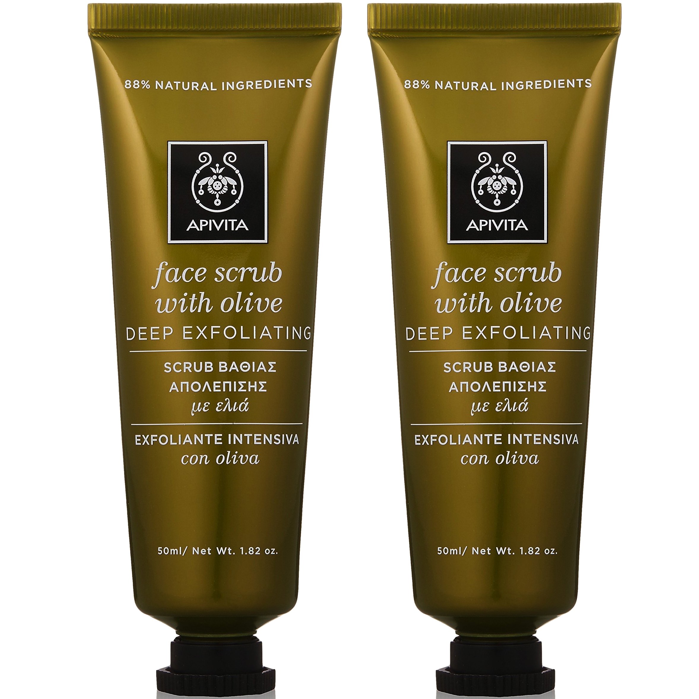 Apivita Πακέτο Προσφοράς Face Scrub With Olive Βαθιά Απολέπιση με Ελιά, Ιδανικό για Λιπαρές/Μικτές Επιδερμίδες 2x50ml