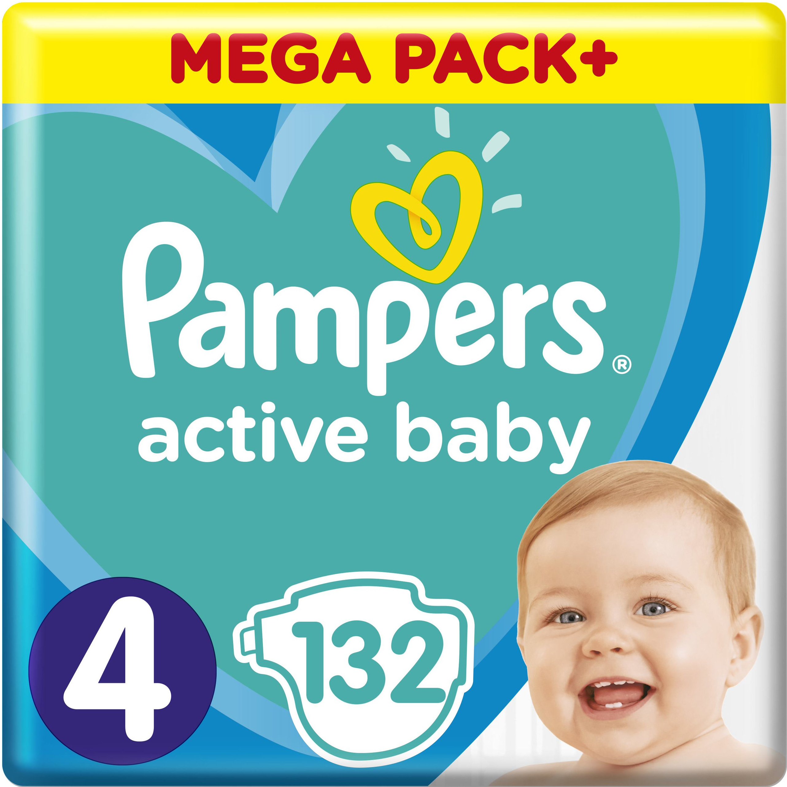 Pampers Active Baby Πάνες Mega Pack No4 (9-14 kg) 132 Πάνες