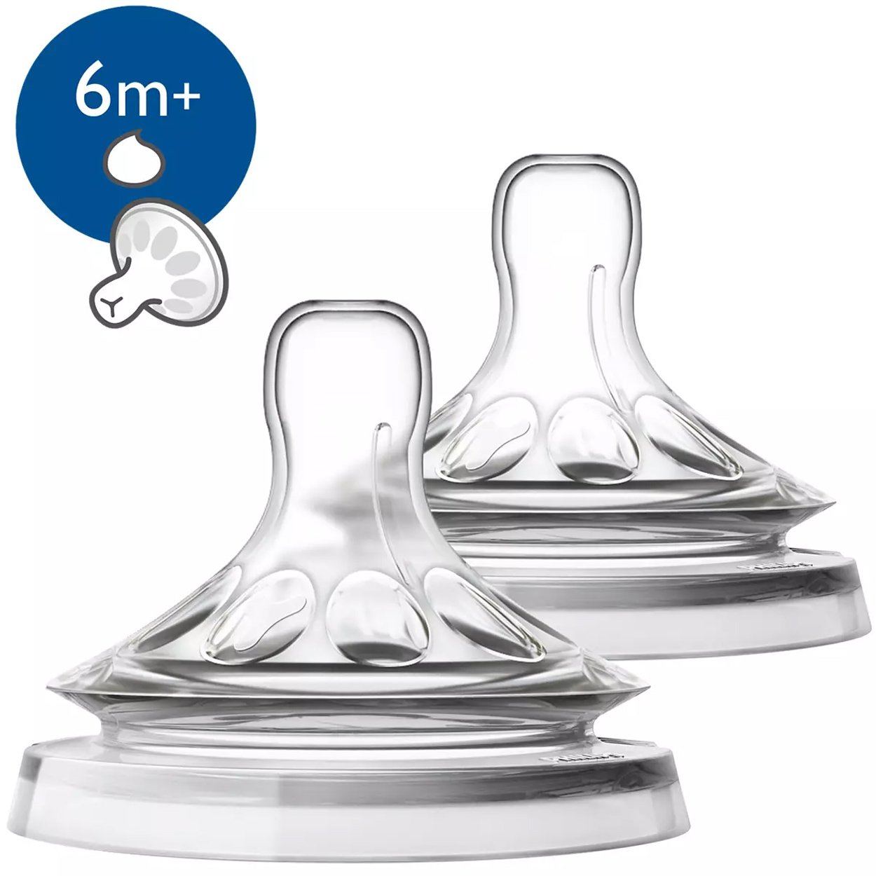Avent Natural Θηλή Σιλικόνης Μαλακών Τροφών Γρήγορης Ροής 6m+ 2τμχ SCF046/27