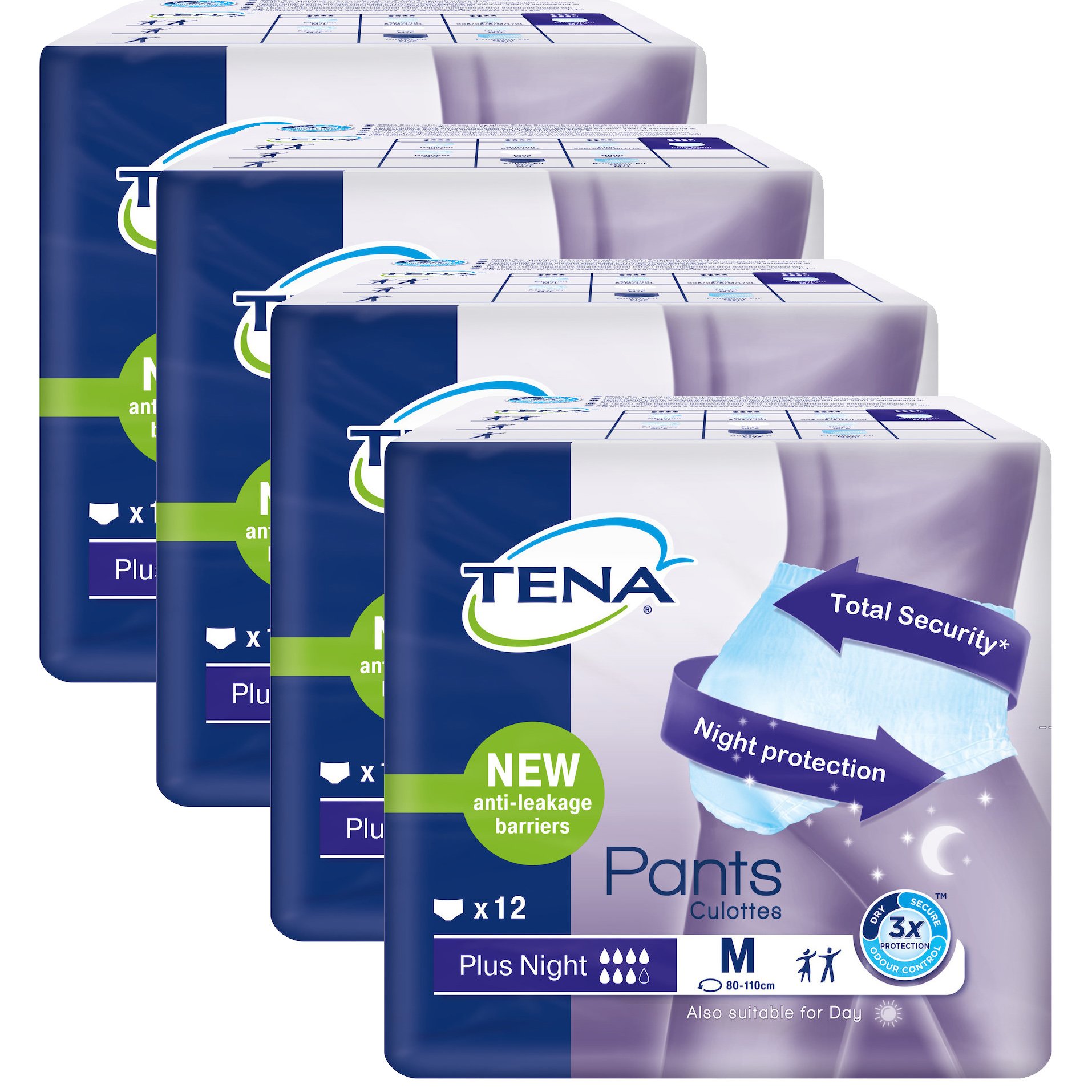 Tena Πακέτο Προσφοράς Pants Plus Night Unisex Απορροφητικά Εσώρουχα για Βαριά Μορφή Ακράτειας 48 Τεμάχια – Medium 80-110cm