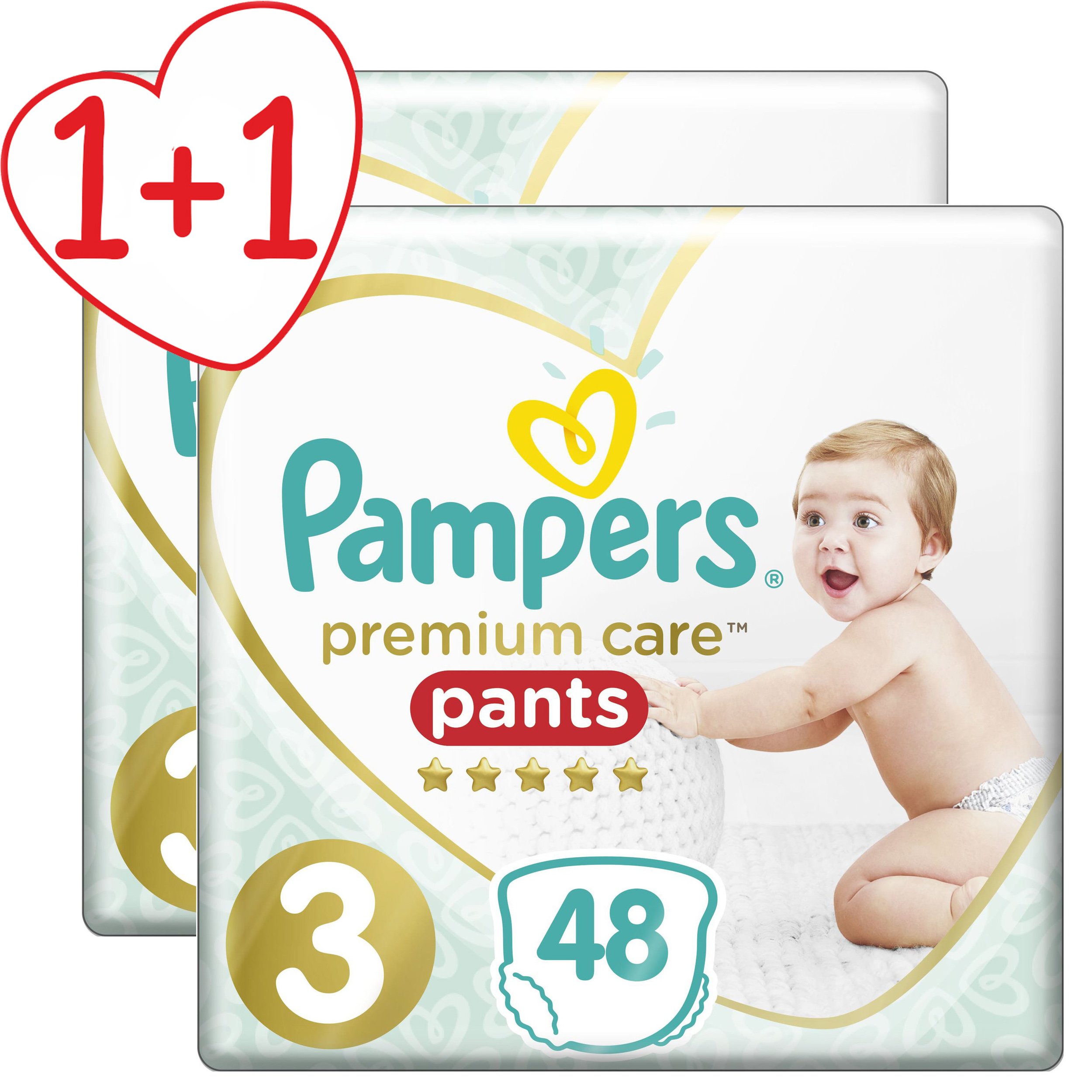 Pampers Πακέτο Προσφοράς Premium Care Pants Jumbo Pack No3 (6-11kg) 2×48 πάνες 1+1 Δώρο