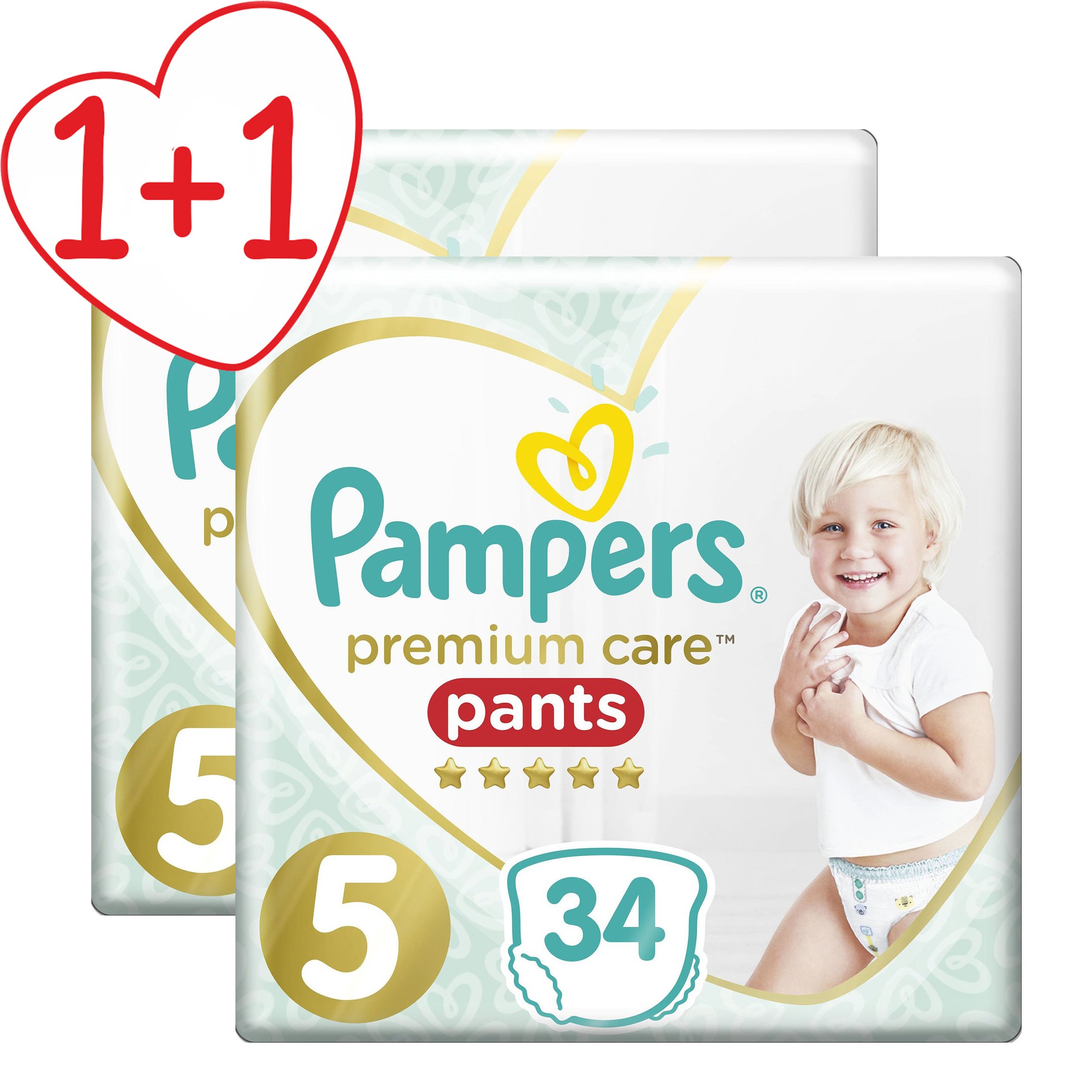 Pampers Πακέτο Προσφοράς Premium Care Pants Jumbo Pack No5 (12-17kg) 2×34 πάνες 1+1 Δώρο