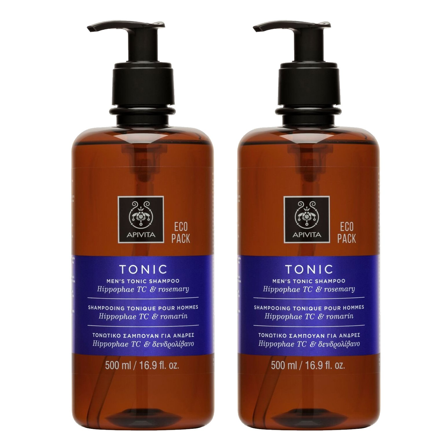 Apivita Πακέτο Προσφοράς Men’s Tonic Shampoo Hippophae TC & Rosemary Σαμπουάν Κατά της Τριχόπτωσης για Άνδρες 2x500ml 1+1 Δώρο