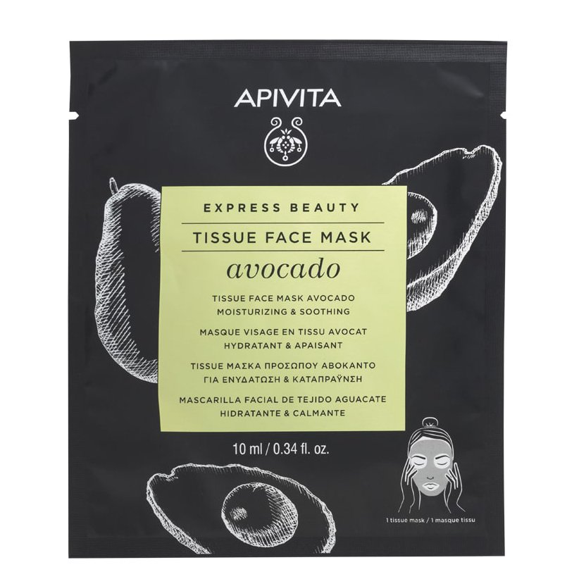 Apivita Express Beauty Tissue Face Mask Avocado Sheet Μάσκα Προσώπου για Ενυδάτωση & Καταπράυνση με Αβοκάντο 10ml