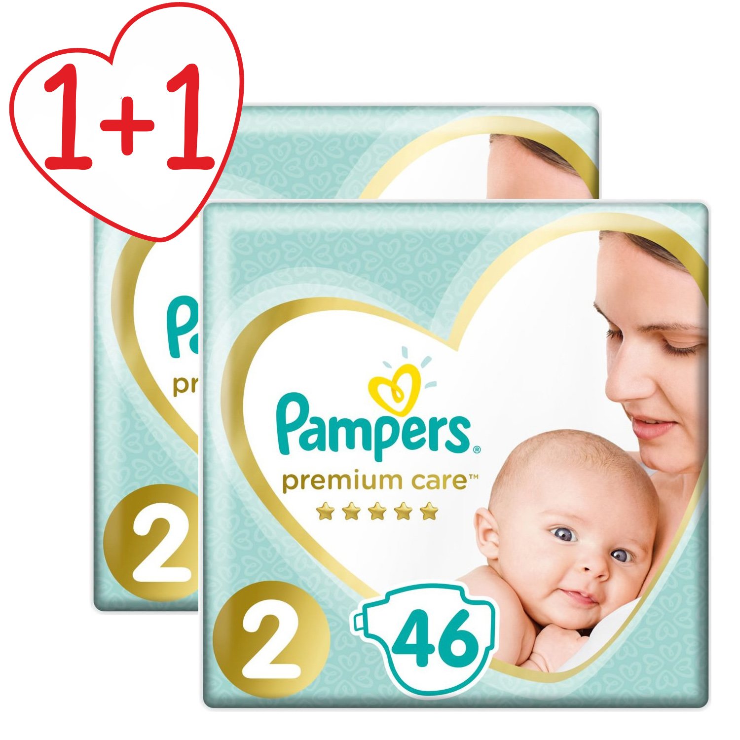 Pampers Πακέτο Προσφοράς Premium Care Νο2 (4-8kg) 2×46 πάνες 1+1 Δώρο
