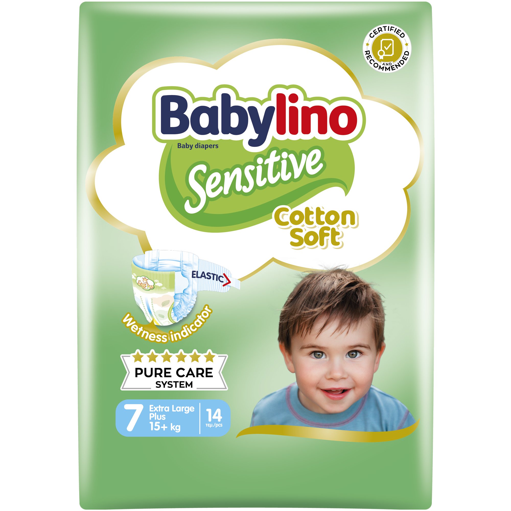 Babylino Sensitive Cotton Soft Extra Large Plus Νο7 (15+kg) 14 Πάνες