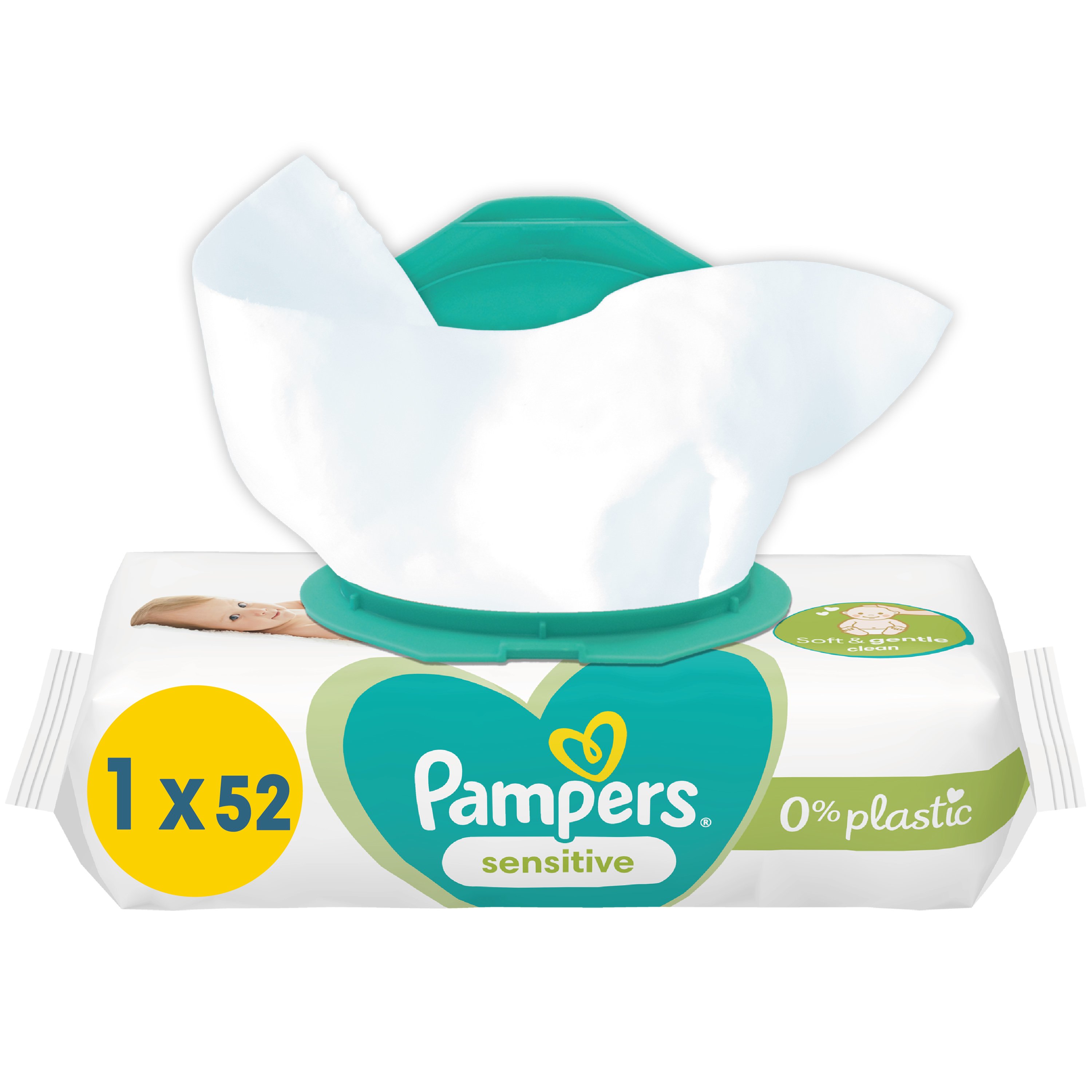 Pampers Sensitive Baby Wipes Μωρομάντηλα Ιδανικά για την Ευαίσθητη Επιδερμίδα 52 Τεμάχια (1×52 Τεμάχια)
