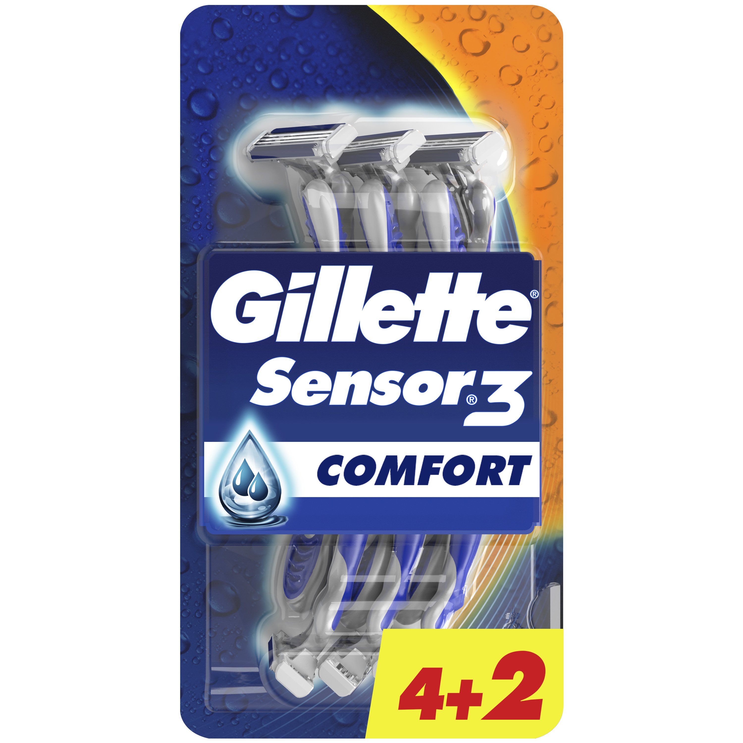 Gillette Sensor3 Comfort Disposable Razors Ανδρικά Ξυραφάκια με 3 Λεπίδες για Βαθύ & Άνετο Απαλό Ξύρισμα 6 Τεμάχια