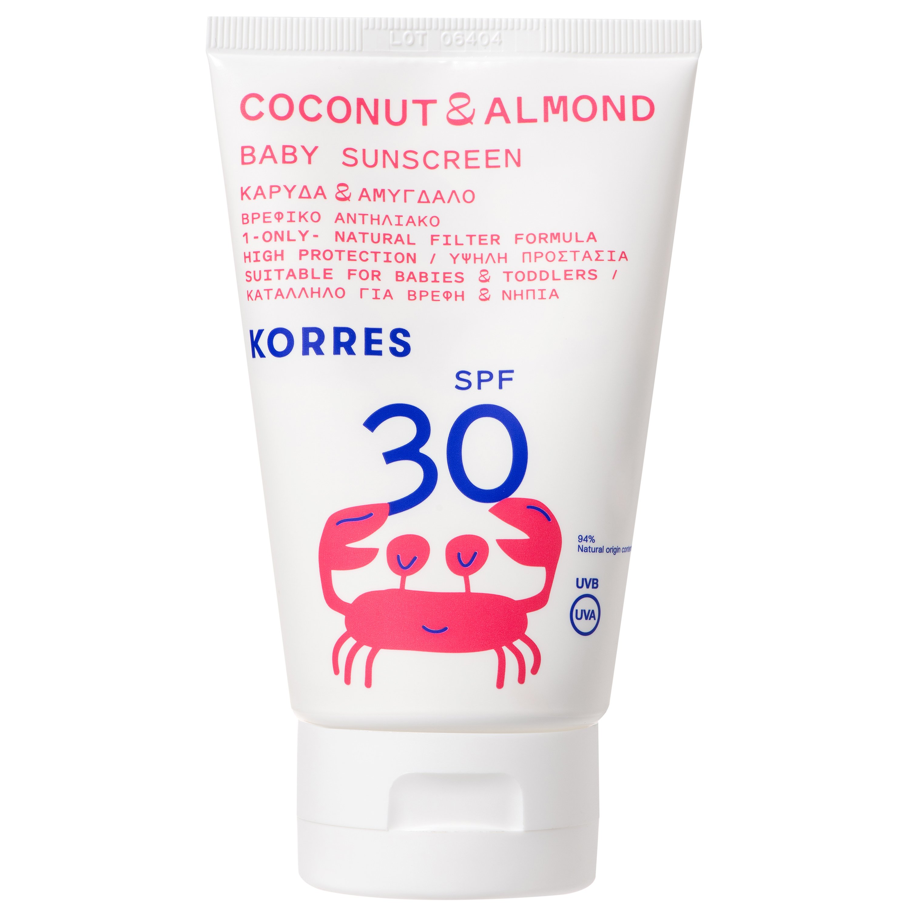 Korres Korres Coconut & Almond Baby Sunscreen Emulsion Spf30 Βρεφικό Αντηλιακό Γαλάκτωμα με Ένα Μόνο Φυσικό Φίλτρο 100ml