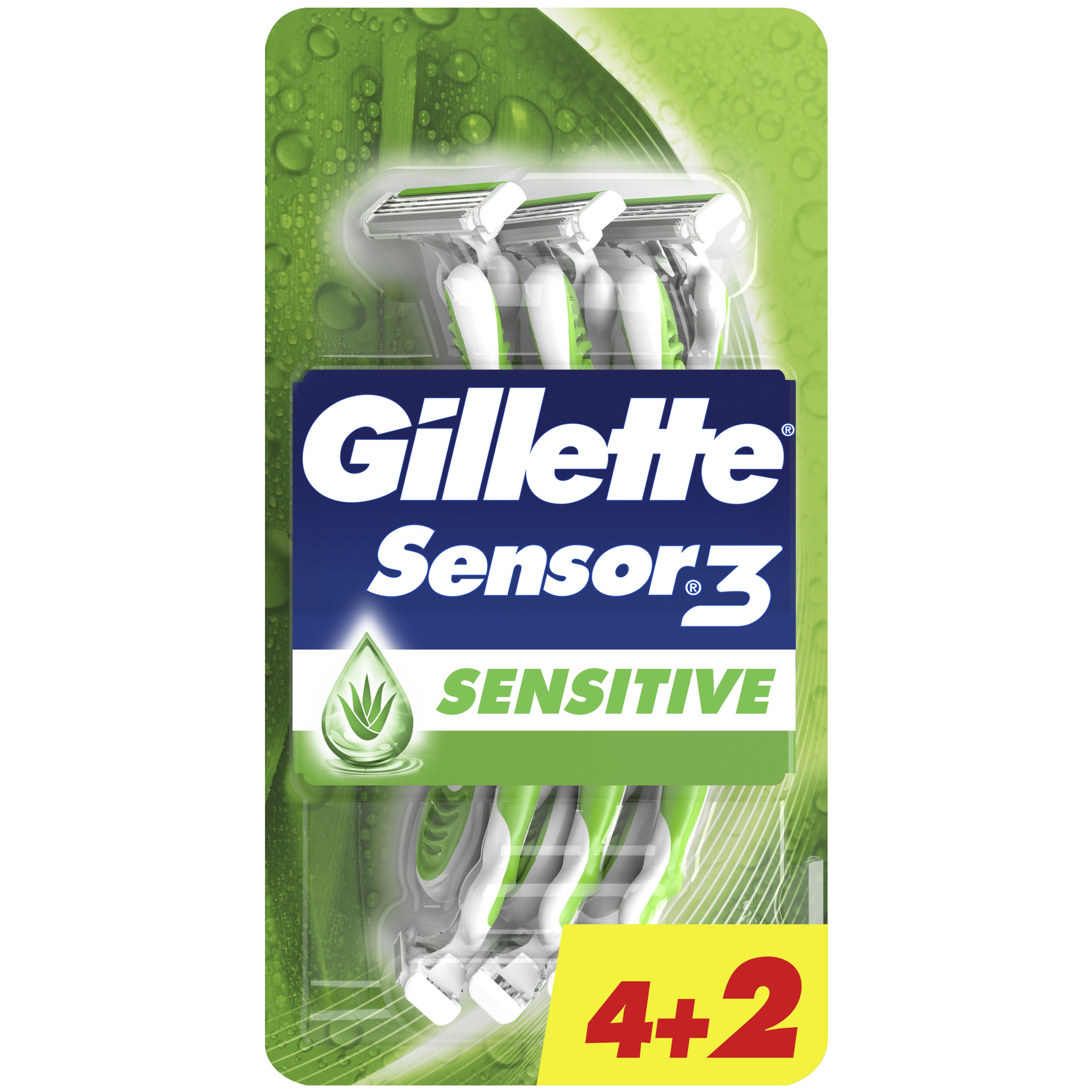 Gillette Sensor 3 Sensitive Disposable Razors Ανδρικά Ξυραφάκια με 3 Λεπίδες για Ευαίσθητες Επιδερμίδες 6 Τεμάχια