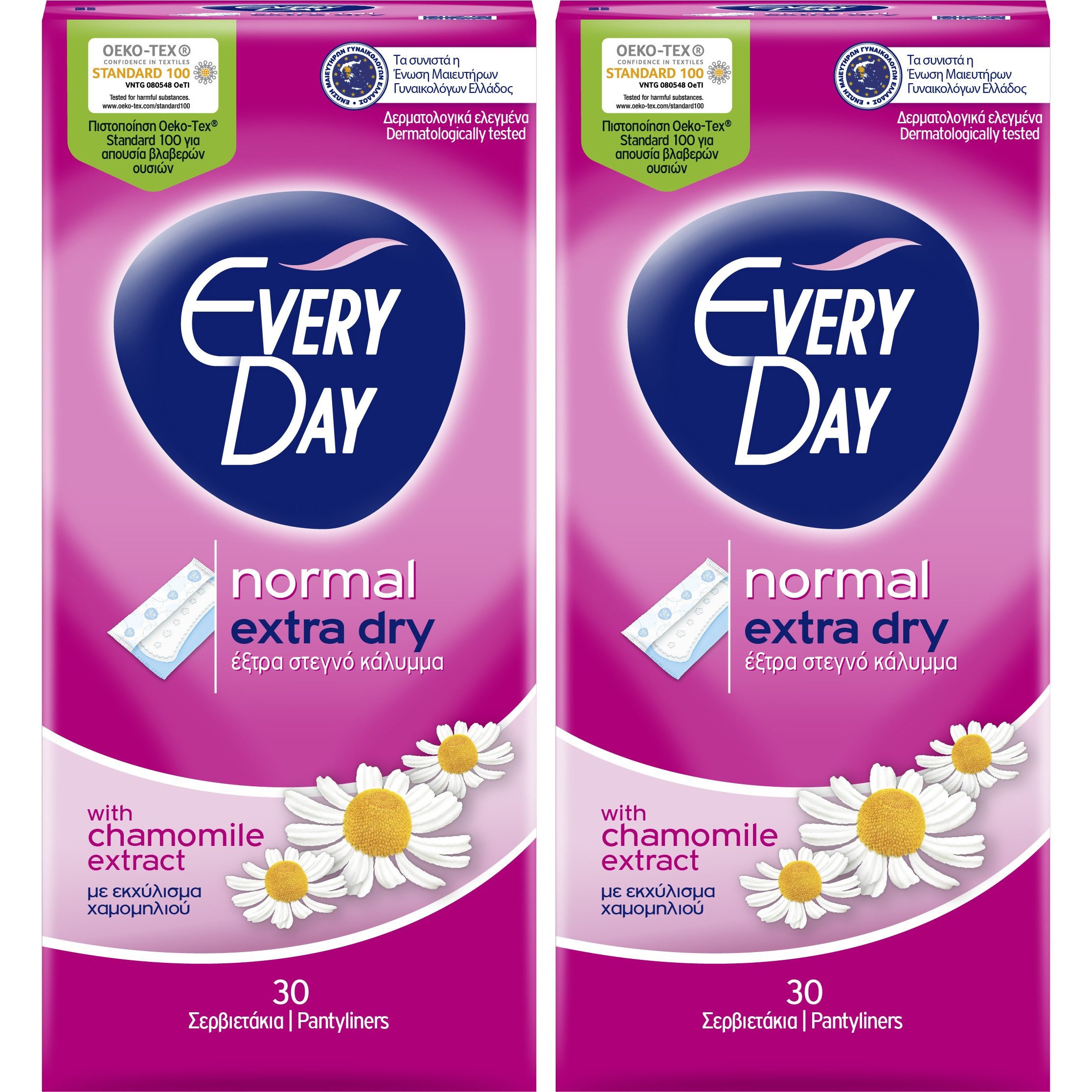 Every Day Πακέτο Προσφοράς Extra Dry Normal Ανατομικά Σερβιετάκια για Κανονική Ροή 2×30 Τεμάχια 1+1 Δώρο