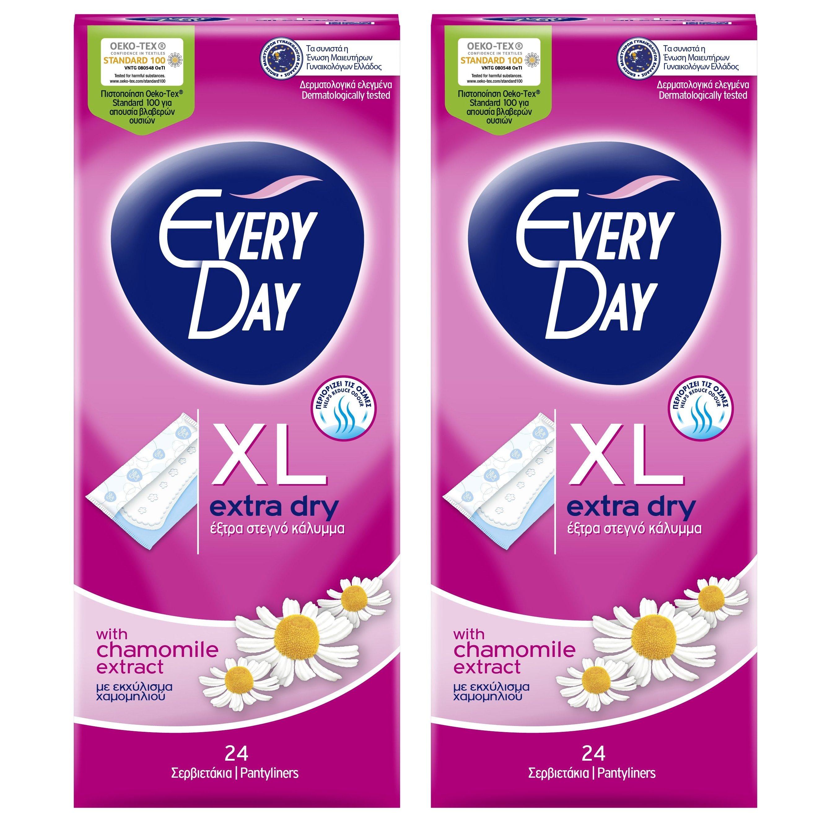 Every Day Πακέτο Προσφοράς Extra Dry XL Ανατομικά Σερβιετάκια για Πολύ Μεγάλη Ροή 2×24 Τεμάχια 1+1 Δώρο