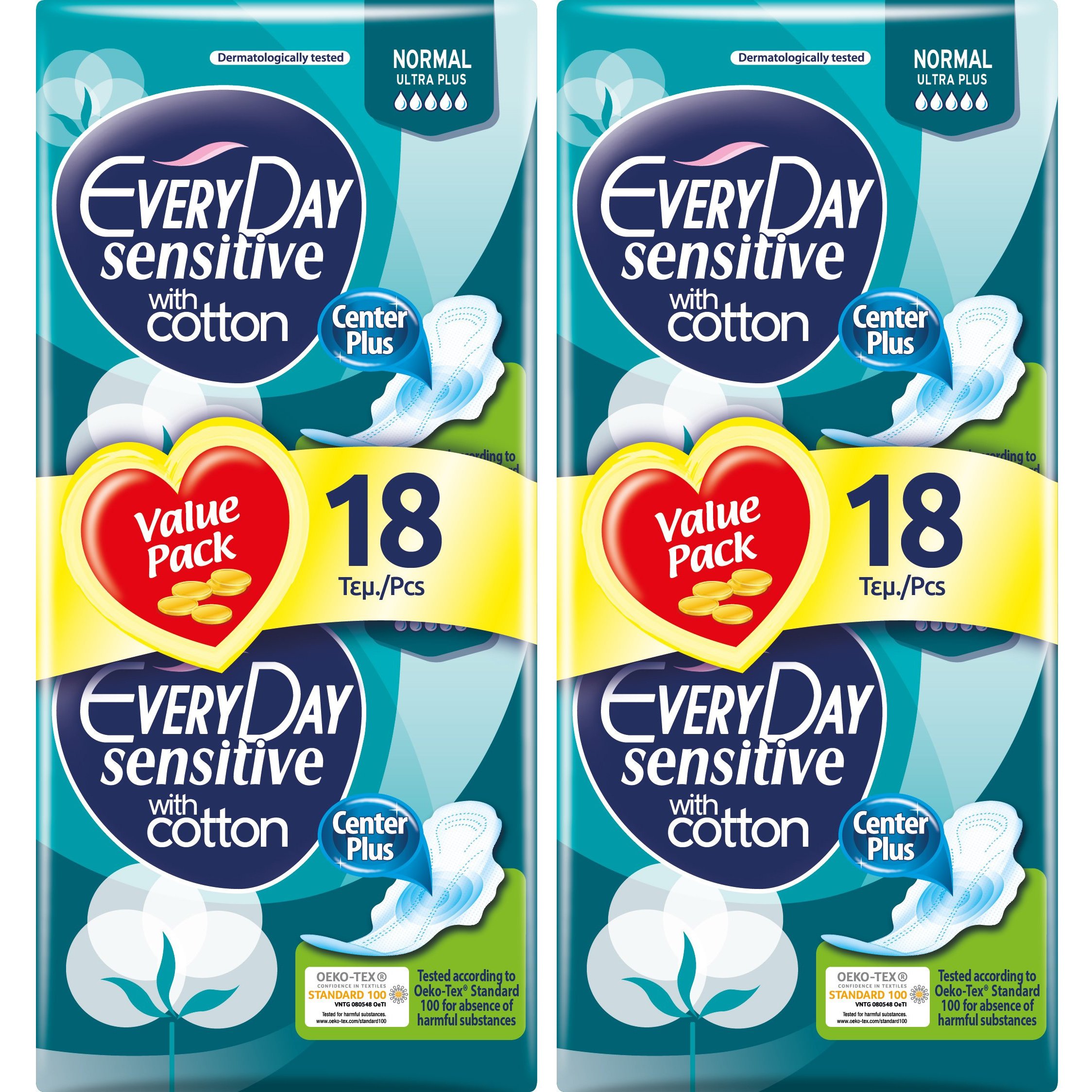 Every Day Πακέτο Προσφοράς Sensitive Normal Ultra Plus Value Pack Σερβιέτες Ιδανικές για Κανονική Ροή 2×18 Τεμάχια 1+1 Δώρο