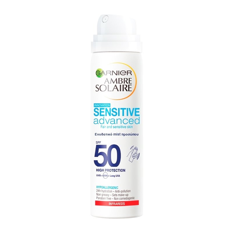Garnier Garnier Ambre Solaire Sensitive Advanced Face UV Invisible Mist Spf50 Spray Πολύ Υψηλής Αντηλιακής Προστασίας Προσώπου 75ml