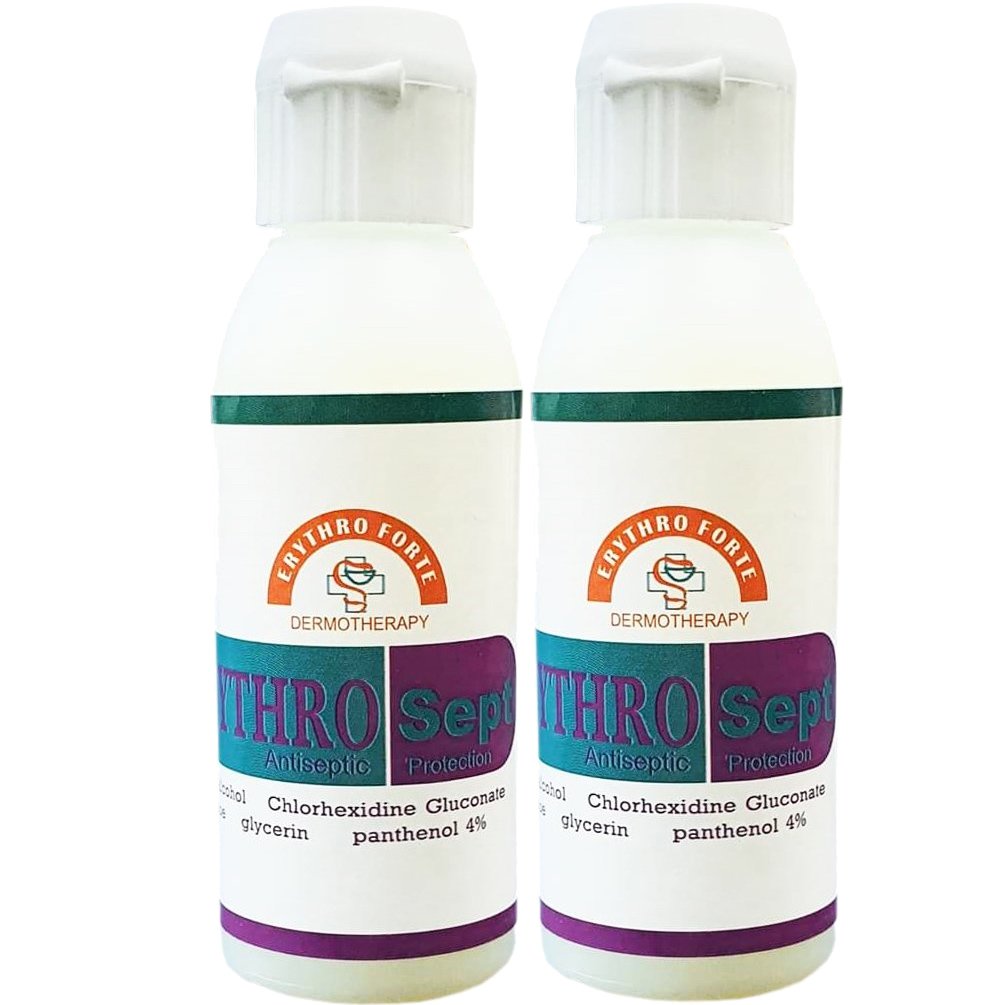 Erythro Forte Set ErythroSept Antiseptic Protection 70% Αλκοόλ σε Λεπτόρρευστη Κρέμα Προστασίας Ενάντια των Μικροβίων 2x60ml