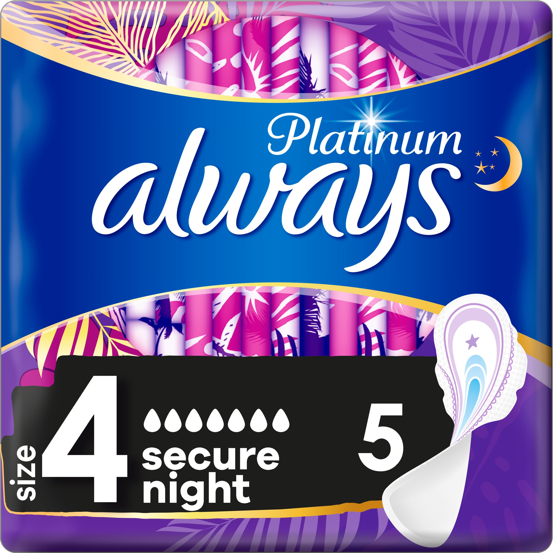 Always Platinum Σερβιέτες Μέγεθος 4 Ultra Secure Night 5 Pads