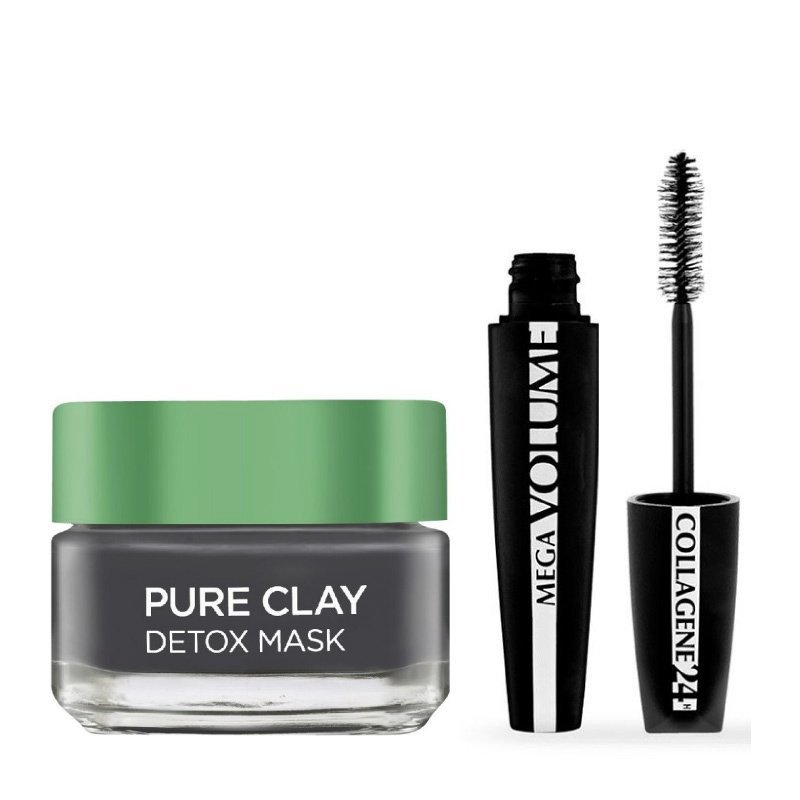 L’oreal Paris Promo Pure Clay Detox Mask 50ml & Mega Volume Collagene Maskara 9ml