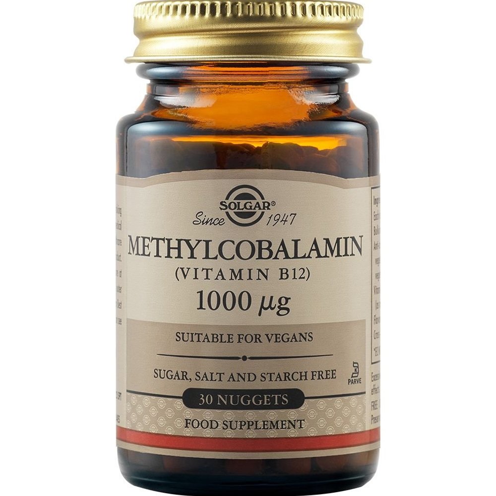 Solgar Methylcobalamin (Vitamin B12) 1000μg Συμπλήρωμα Διατροφής Βιταμίνης Β12 για Ενέργεια & Καλή Λειτουργία του Νευρικού & Κυκλοφορικού Συστήματος 30 Nuggets