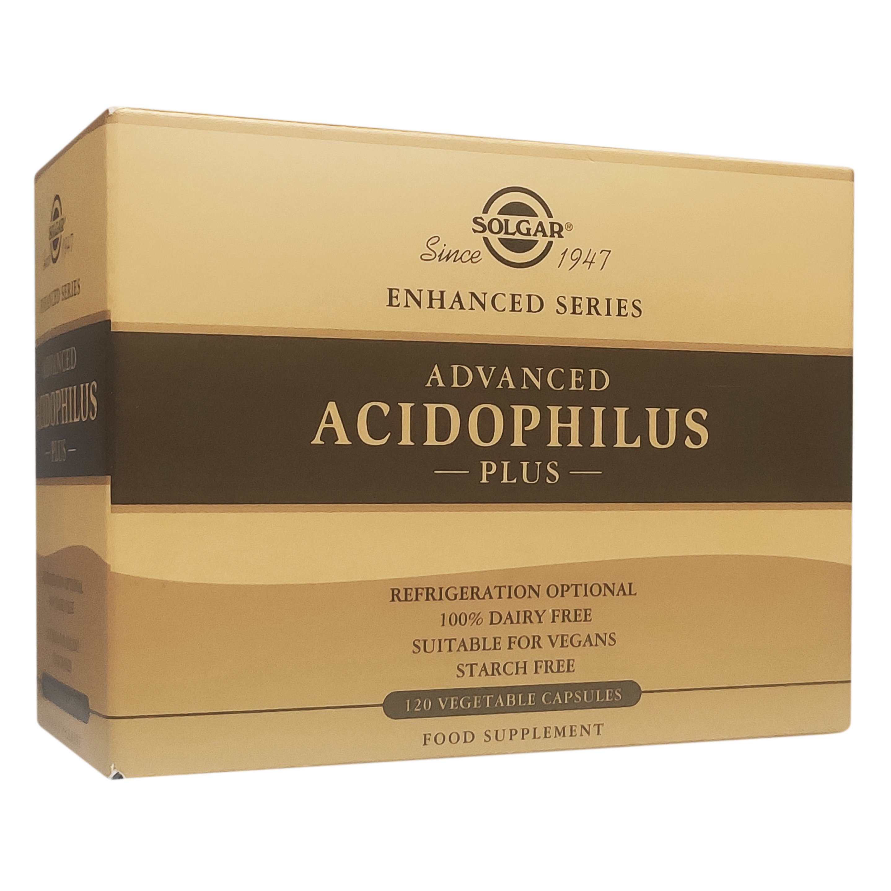Solgar Advanced Acidophilus Plus Συμπλήρωμα Διατροφής για την Διατήρηση της Φυσιολογικής Λειτουργίας του Εντέρου 120 veg.caps