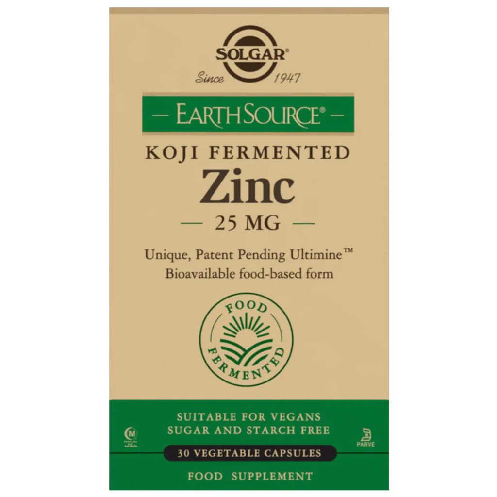 Solgar Earth Source Koji Zinc 25mg Συμπλήρωμα Διατροφής Βιοδιαθέσιμου Ψευδάργυρου για την Ενίσχυση του Ανοσοποιητικού 30Vegcaps