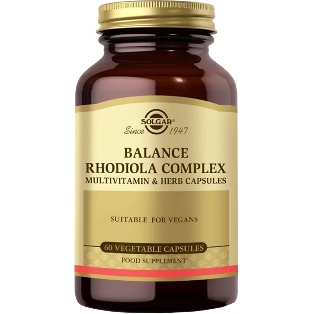 Solgar Solgar Balance Rhodiola Complex Συμπλήρωμα Διατροφής με Εκχύλισμα Ροντιόλας, Βιταμίνες & Μέταλλα για την Αντιμετώπιση του Στρες της Κόπωσης & του Αισθήματος Αδυναμίας με Ήπιες Αγχολυτικές Ιδιότητες 60veg.caps