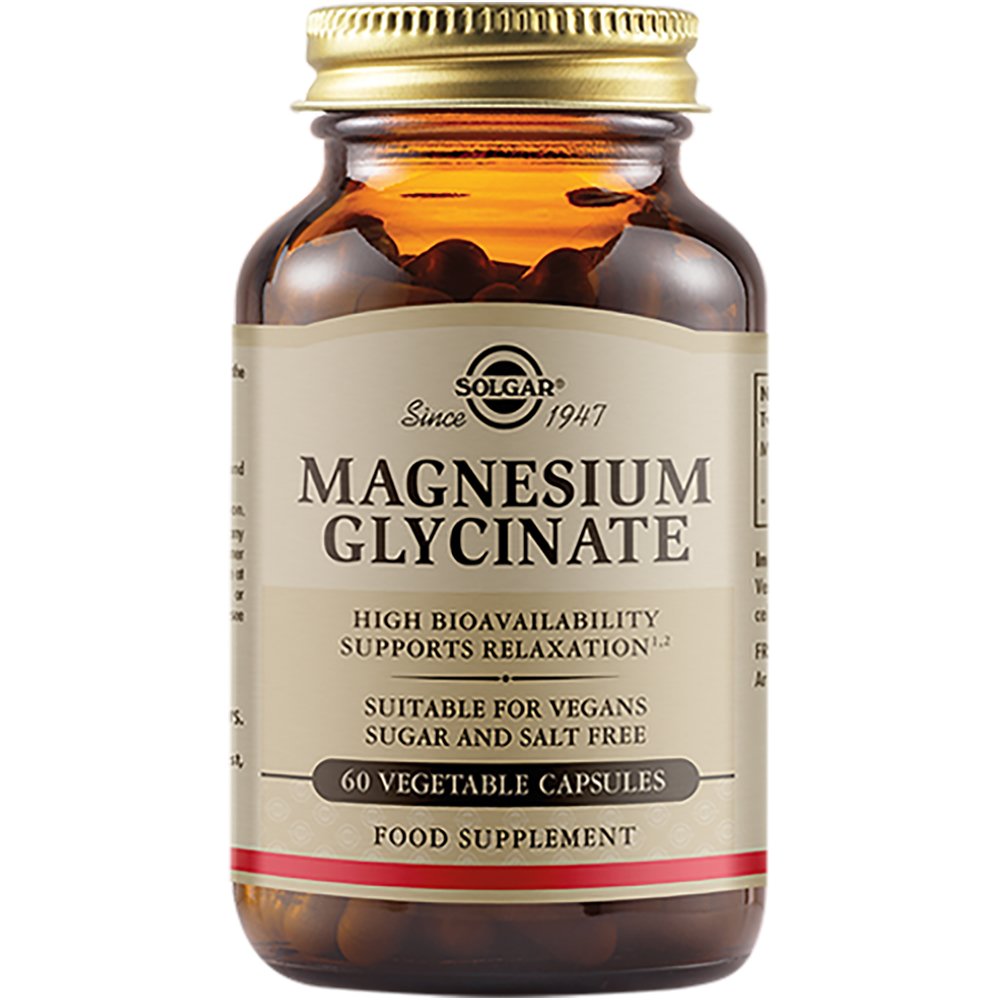 Solgar Magnesium Glycinate Συμπλήρωμα Διατροφής Διγλυκινικού Μαγνησίου για την Καλή Λειτουργία του Νευρικού Συστήματος, Ενίσχυση της Διάθεσης & Χαλάρωση 60veg.caps