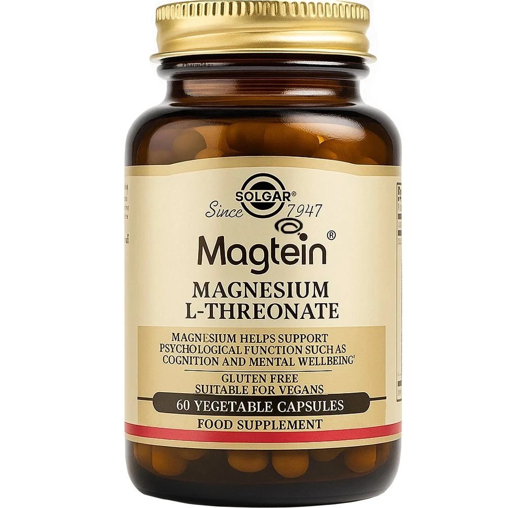 Solgar Magtein Magnesium L-Threonate Συμπλήρωμα Διατροφής Μαγνησίου ως L-θρεονικό Μαγνήσιο & Εκχυλίσματος Φρούτων & Λαχανικών για Πνευματική Διαύγεια & Υποστήριξη της Εγκεφαλικής Λειτουργίας 60veg.caps