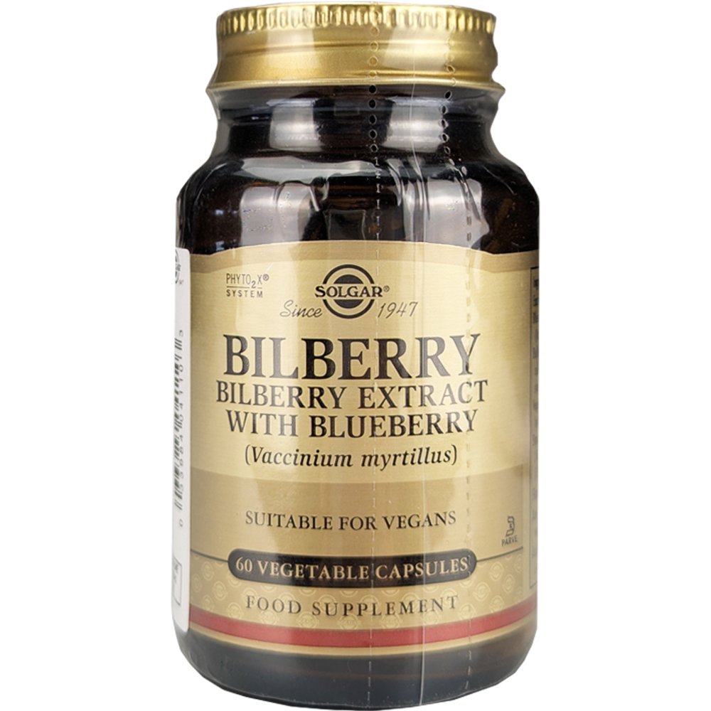 Solgar Solgar Bilberry Berry Extract With Blueberry Συμπλήρωμα Διατροφής Εκχυλίσματος Μύρτιλου για την Ενίσχυση & Ενδυνάμωση της Όρασης με Αντιοξειδωτικές Ιδιότητες 60veg.caps