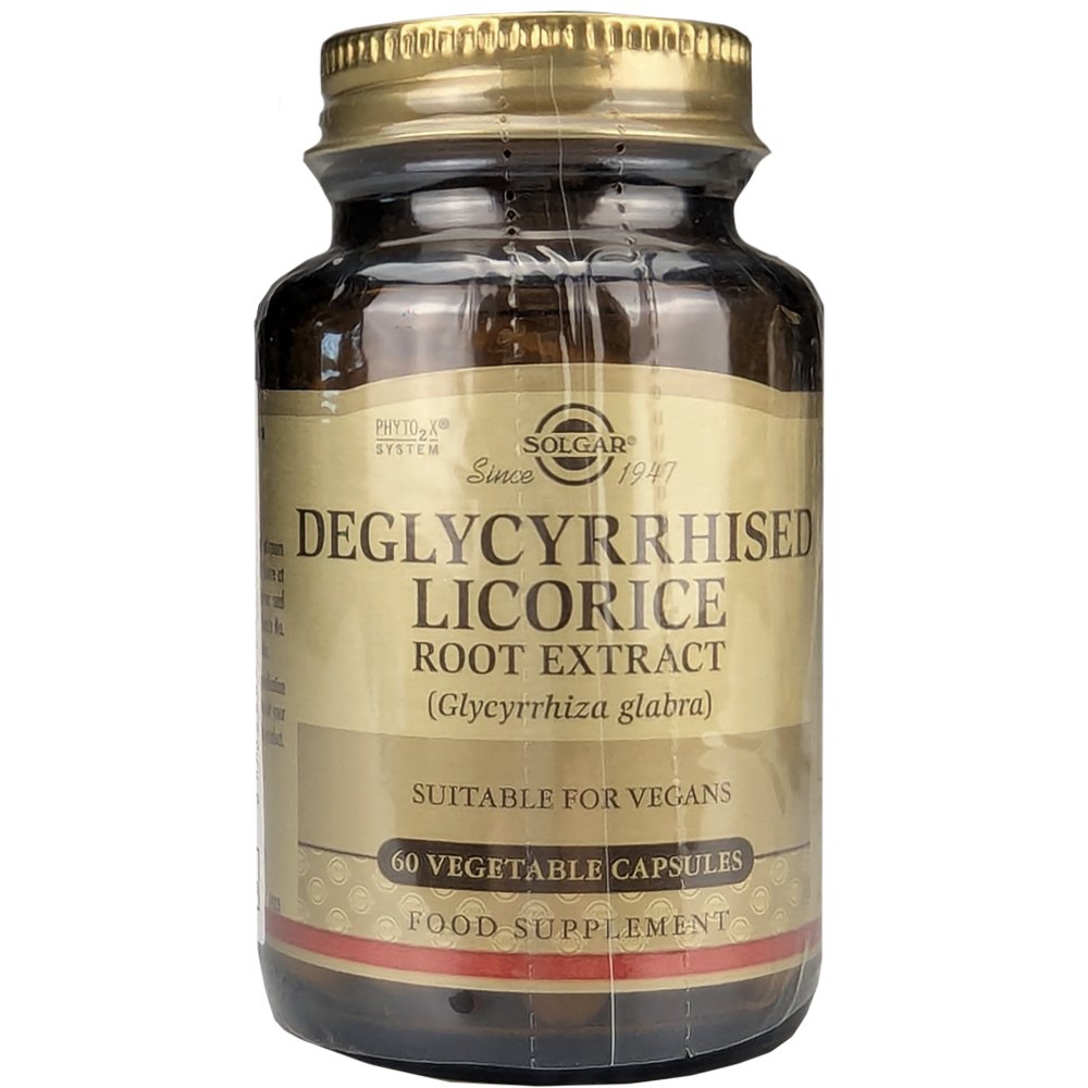 Solgar Solgar Deglycyrrhised Licorice Root Extract Συμπλήρωμα Διατροφής Εκχυλίσματος Ρίζας Γλυκόριζας για την Υποστήριξη της Πέψης & Ενίσχυση της Λειτουργίας του Στομάχου & Εντέρου 60veg.caps