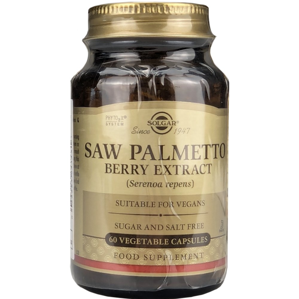 Solgar Solgar Saw Palmetto Berry Extract Συμπλήρωμα Διατροφής Εκχυλίσματος Καρπών του Βοτάνου Saw Palmetto για την Αντιμετώπιση των Συμπτωμάτων Καλοήθους Υπερπλασίας του Προστάτη στους Άνδρες 60veg.caps