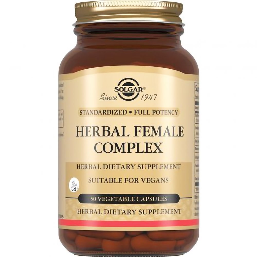 Solgar Solgar Herbal Female Complex Συμπλήρωμα Διατροφής Φυτικών Εκχυλισμάτων για την Αντιμετώπιση Προεμμηνορυσιακών Συμπτωμάτων & Γυναικείας Ορμονικής Ισορροπίας 50veg.caps