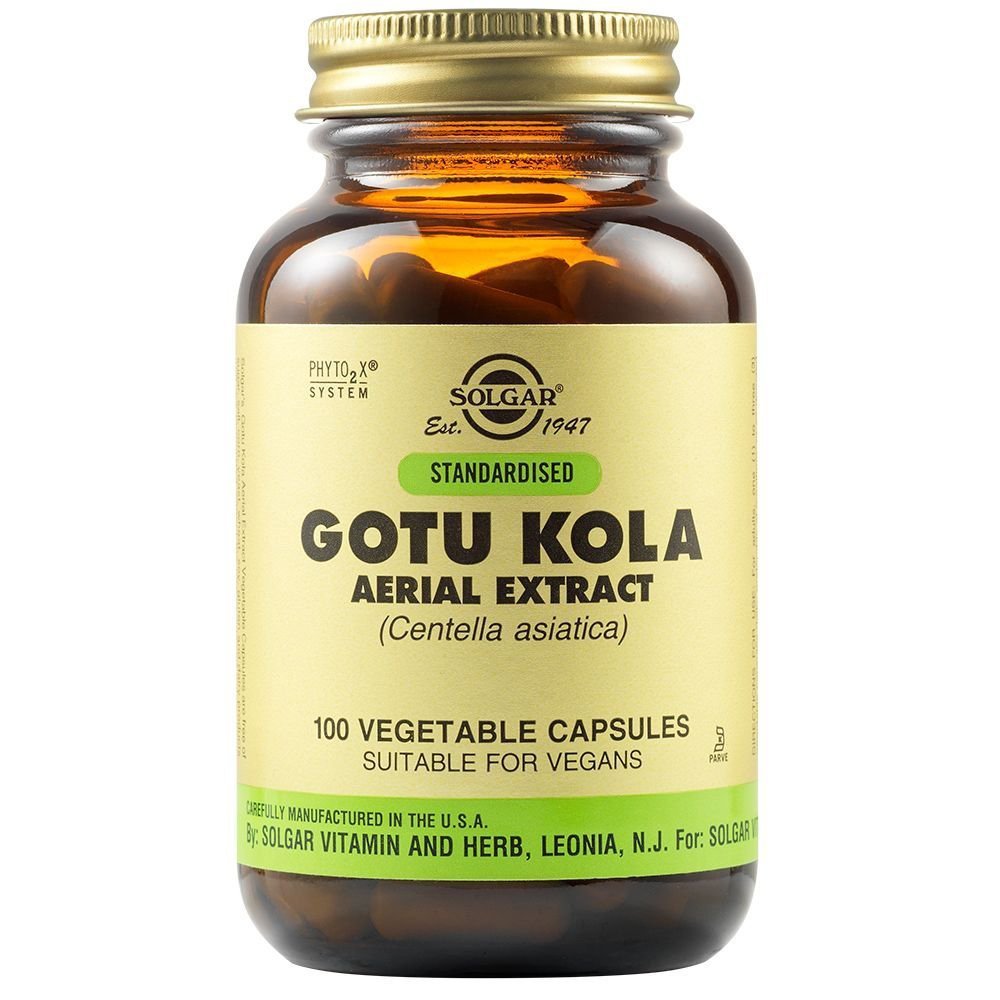 Solgar Std Gotu Kola Aerial Extract Συμπλήρωμα Διατροφής, Χρήσιμο Βοήθημα για την Αντιμετώπιση των Κιρσωδών Φλεβών 100veg.caps