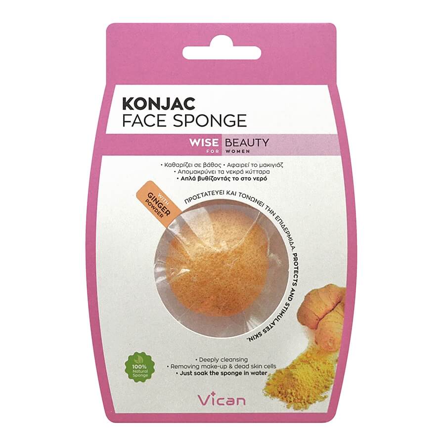 Vican Konjac Face Sponge με Σκόνη Τζίντζερ για την Προστασιά & Τονώση της Επιδερμίδας 1 Τεμάχιο