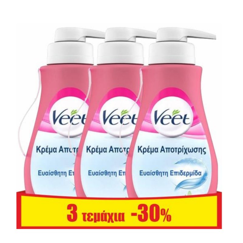 Veet Πακέτο Προσφοράς Αποτριχωτική Κρέμα για Ευαίσθητες Επιδερμίδες 3x400ml
