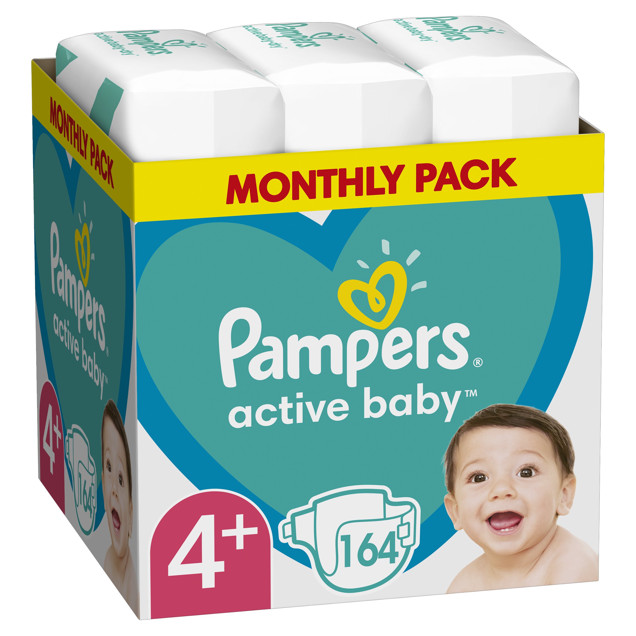 Pampers Active Baby Monthly Pack Νο4+ (10-15kg) 164 πάνες