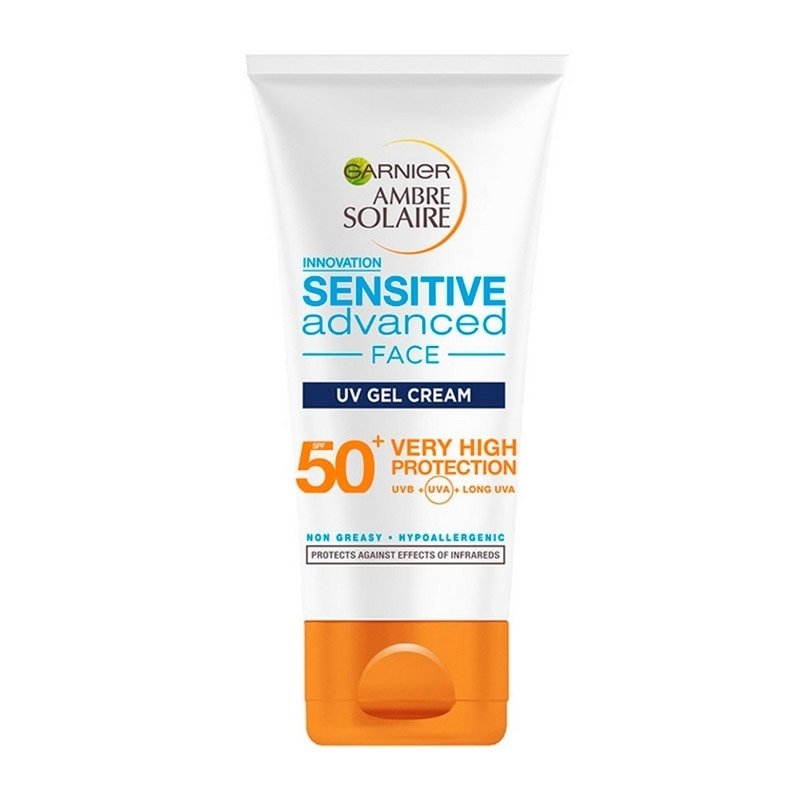 Garnier Garnier Ambre Solaire Sensitive Gel Cream Spf50+ Αντηλιακή Προσώπου Πολύ Υψηλής Προστασίας για Ευαίσθητες Επιδερμίδες 50ml