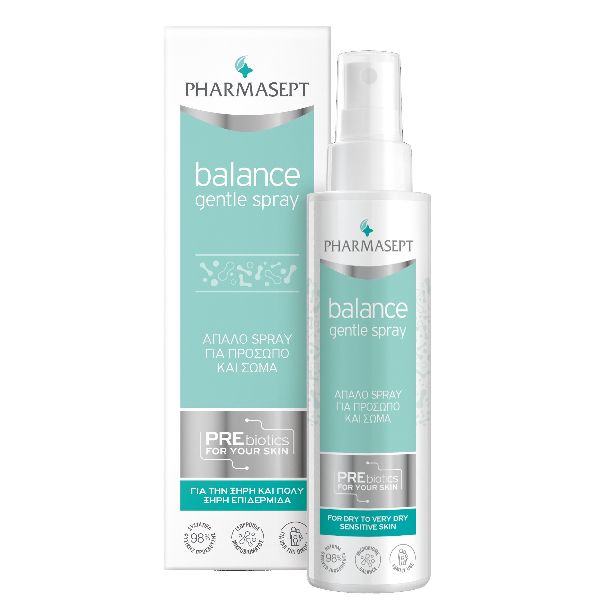 Pharmasept Balance Gentle Spray for Face & Body Απαλό Spray Καθημερινής Χρήσης για Πρόσωπο, Σώμα & Περιοχή Ντεκολτέ 100ml