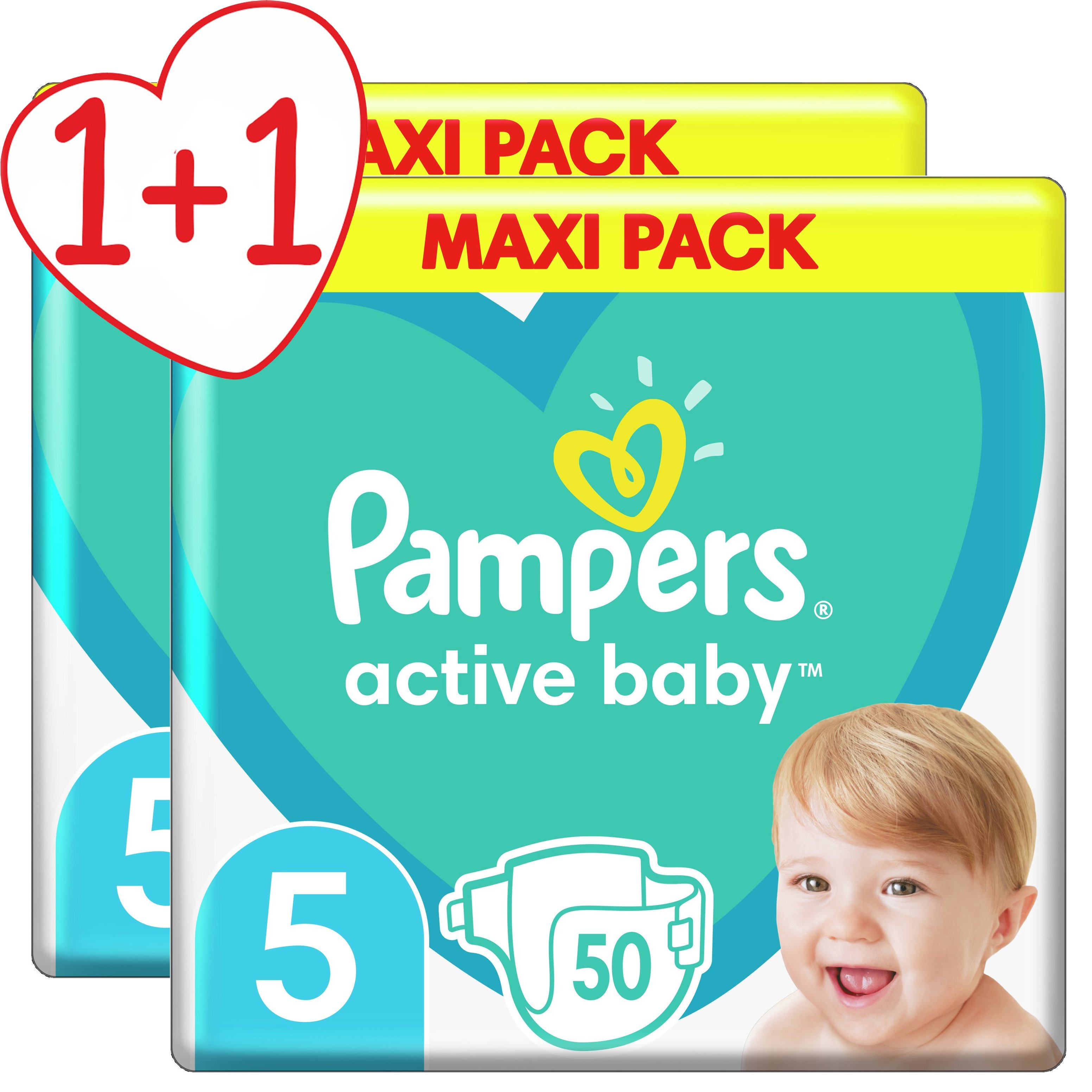 Pampers Πακέτο Προσφοράς Active Baby Maxi Pack Νο5 (11-16kg) 2×50 πάνες 1+1 Δώρο
