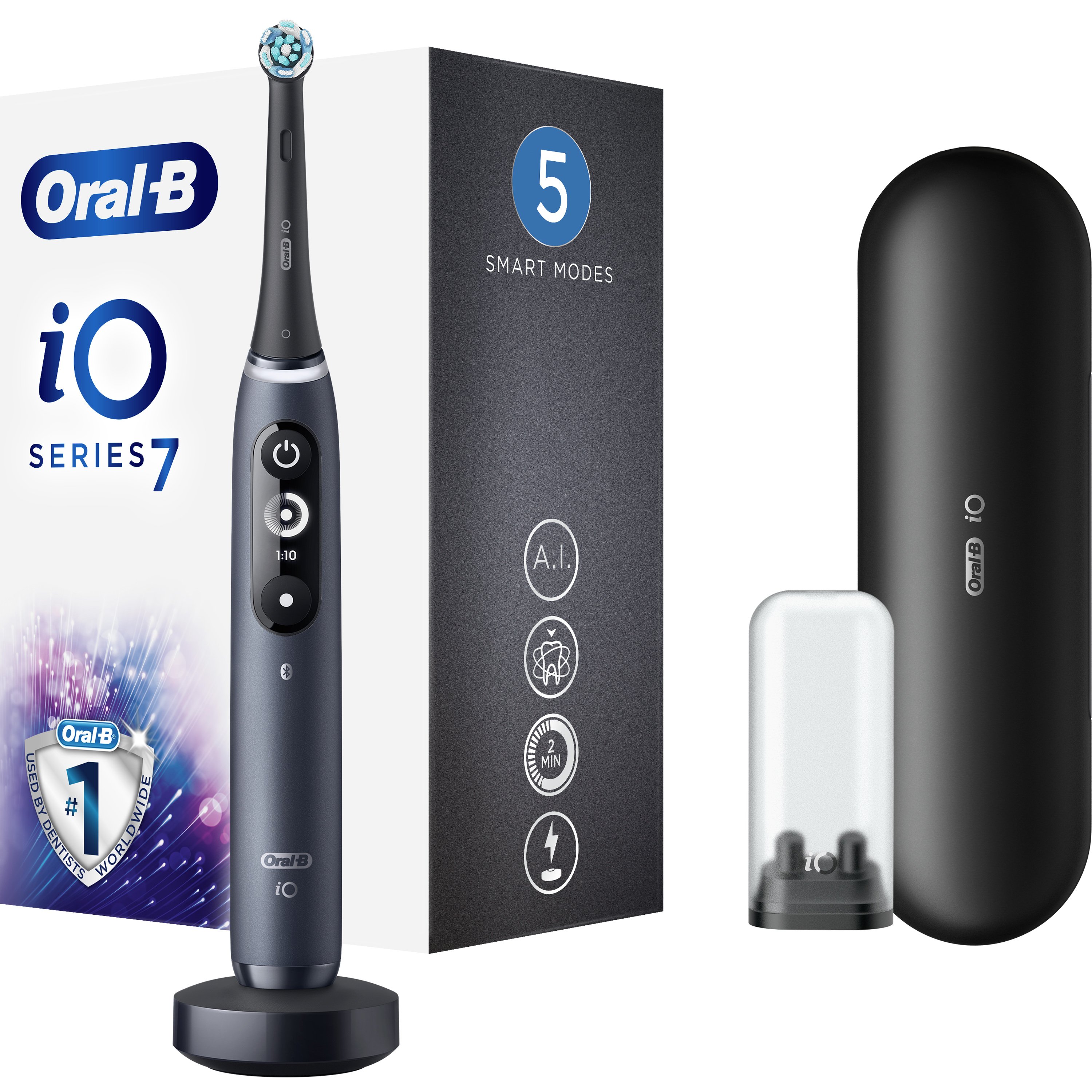 Oral-B iO Series 7 Magnetic Black Onyx Ηλεκτρική Οδοντόβουρτσα Προηγμένης Τεχνολογίας σε Μαύρο Χρώμα 1 Τεμάχιο