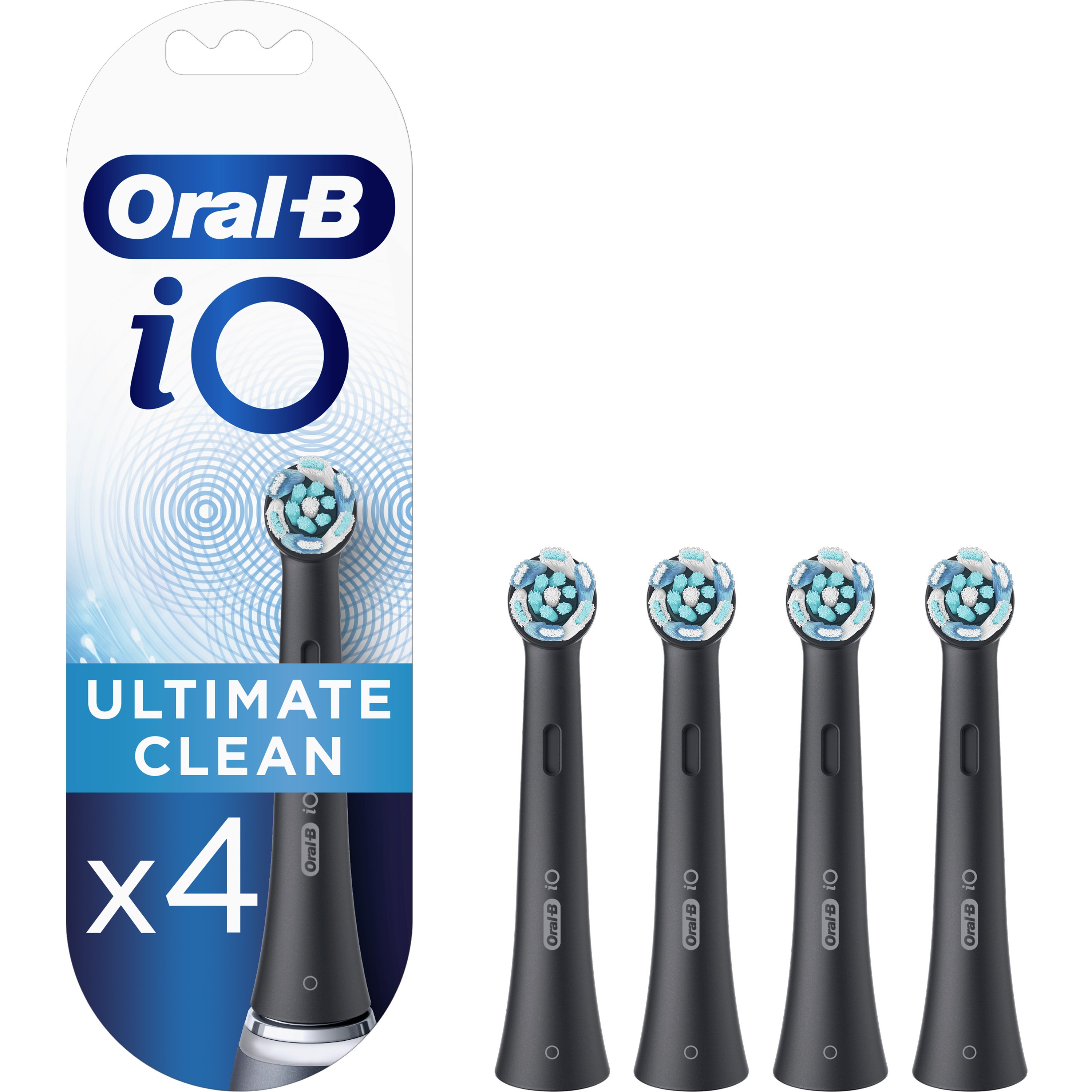 Oral-B iO Ultimate Clean Black Ανταλλακτικές Κεφαλές Βουρτσίσματος σε Μαύρο Χρώμα, για Επαγγελματικό Καθαρισμό 4 Τεμάχια