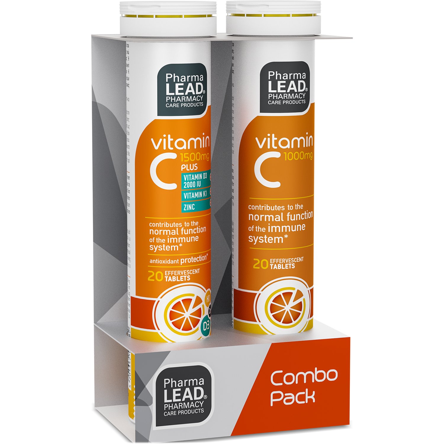 Pharmalead Πακέτο Προσφοράς Vitamin C 1500mg Plus Βιταμίνες C, D3, K1 & Ψευδάργυρος 20 Effer.tabs & Vitamin C 1000mg 20 Effer.tabs,Συμπλήρωμα Διατροφής για Ενίσχυση του Ανοσοποιητικού Συστήματος