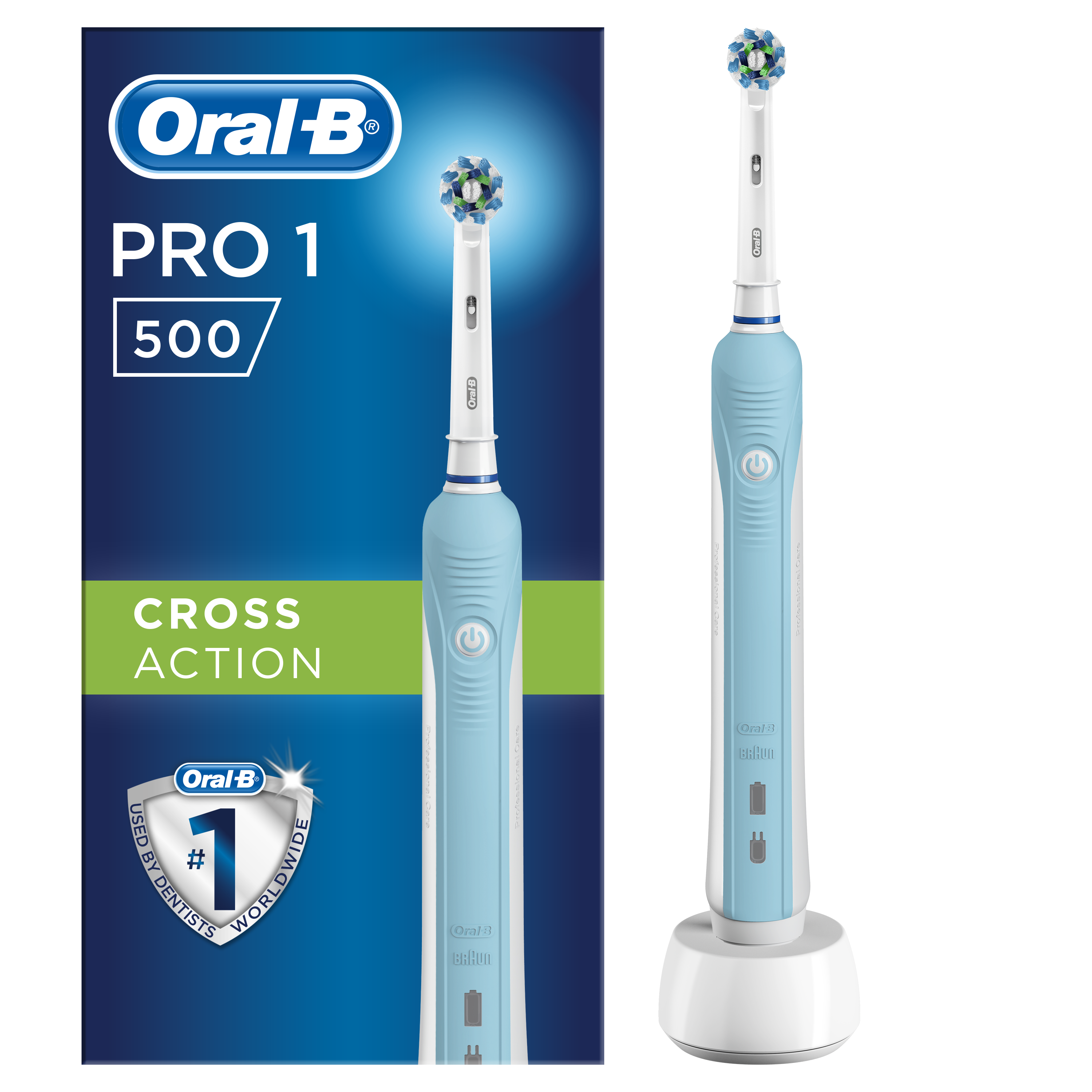 Oral-B Pro 1 500 Cross Action​ Blue Ηλεκτρική Οδοντόβουρτσα για Βαθύ Καθαρισμό με Τεχνολογία 3D 1 Τεμάχιο