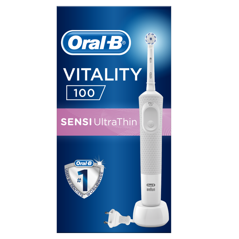Oral-B Vitality 100 Sensi Ultra Thin Box Ηλεκτρική Οδοντόβουρτσα για Ευαίσθητα Δόντια & Ούλα με Ενσωματωμένο Χρονόμετρο 2 Λεπτών