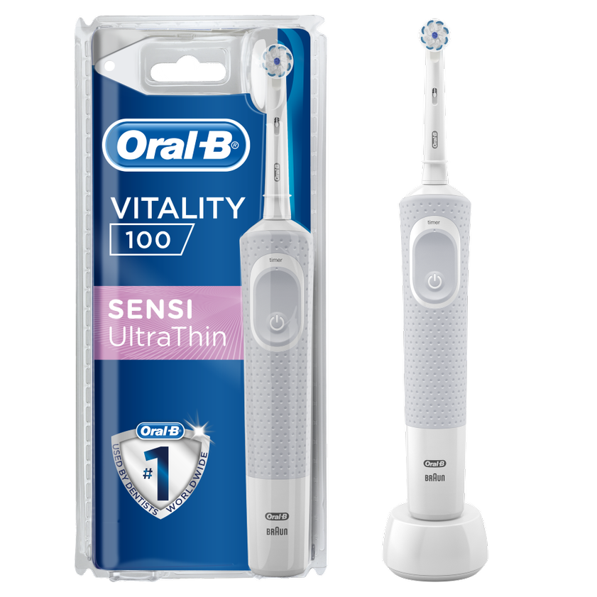Oral-B Vitality 100 Sensi Ultra Thin Ηλεκτρική Οδοντόβουρτσα για Ευαίσθητα Δόντια & Ούλα με Ενσωματωμένο Χρονόμετρο 2 Λεπτών