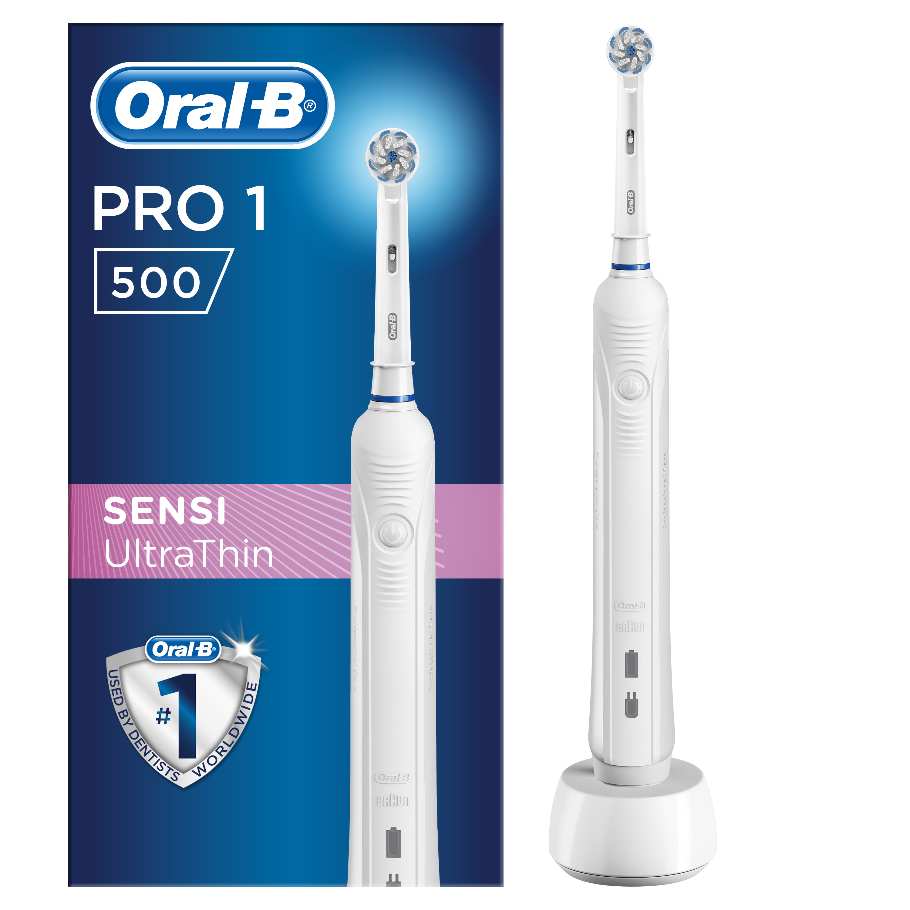 Oral-B Pro 1 500 Sensi UltraThin White Ηλεκτρική Οδοντόβουρτσα για Βαθύ Καθαρισμό με Τεχνολογία 3D 1 Τεμάχιο