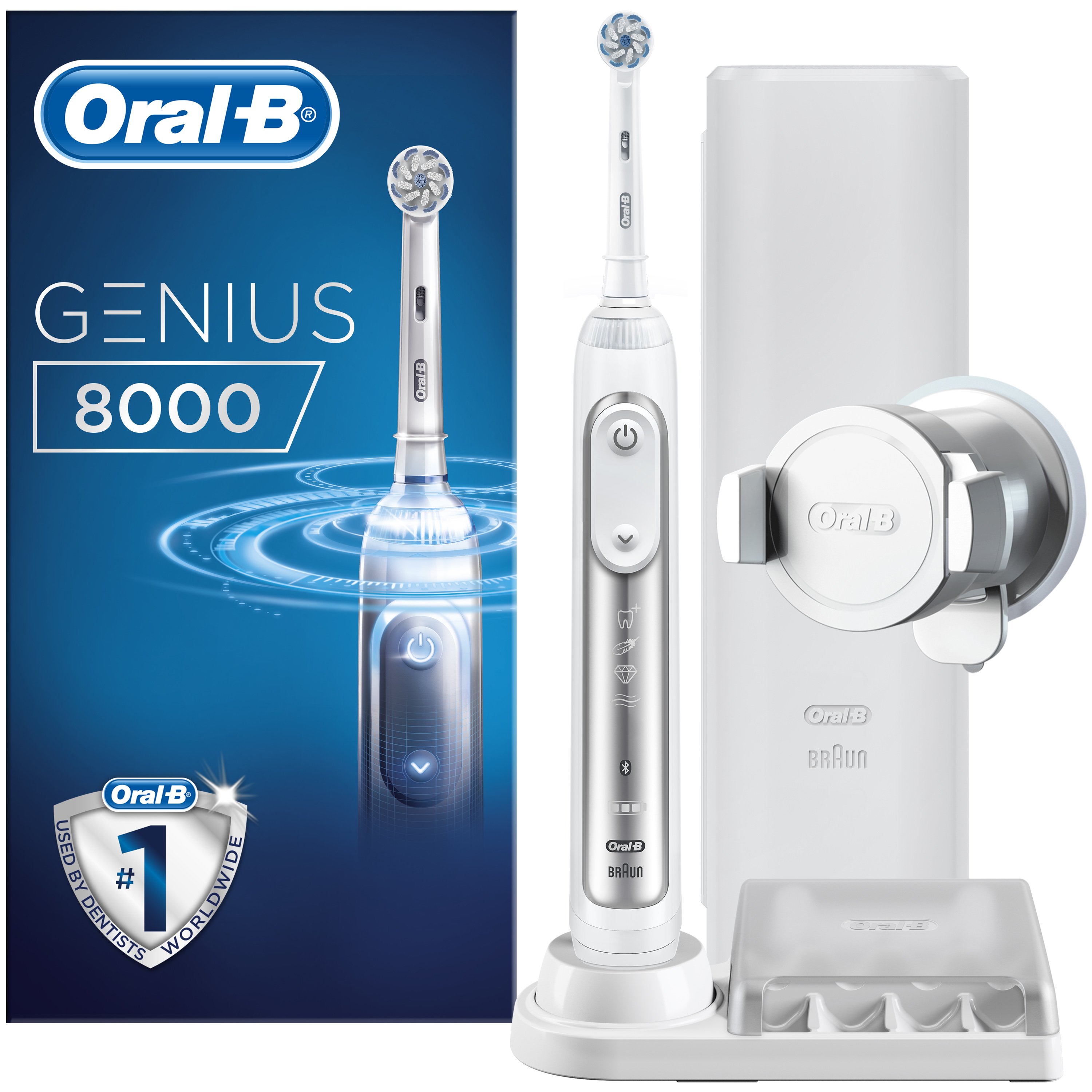Oral-B Genius 8000 Electric Toothbrush Ηλεκτρική Οδοντόβουρτσα Ασημί 1 Τεμάχιο