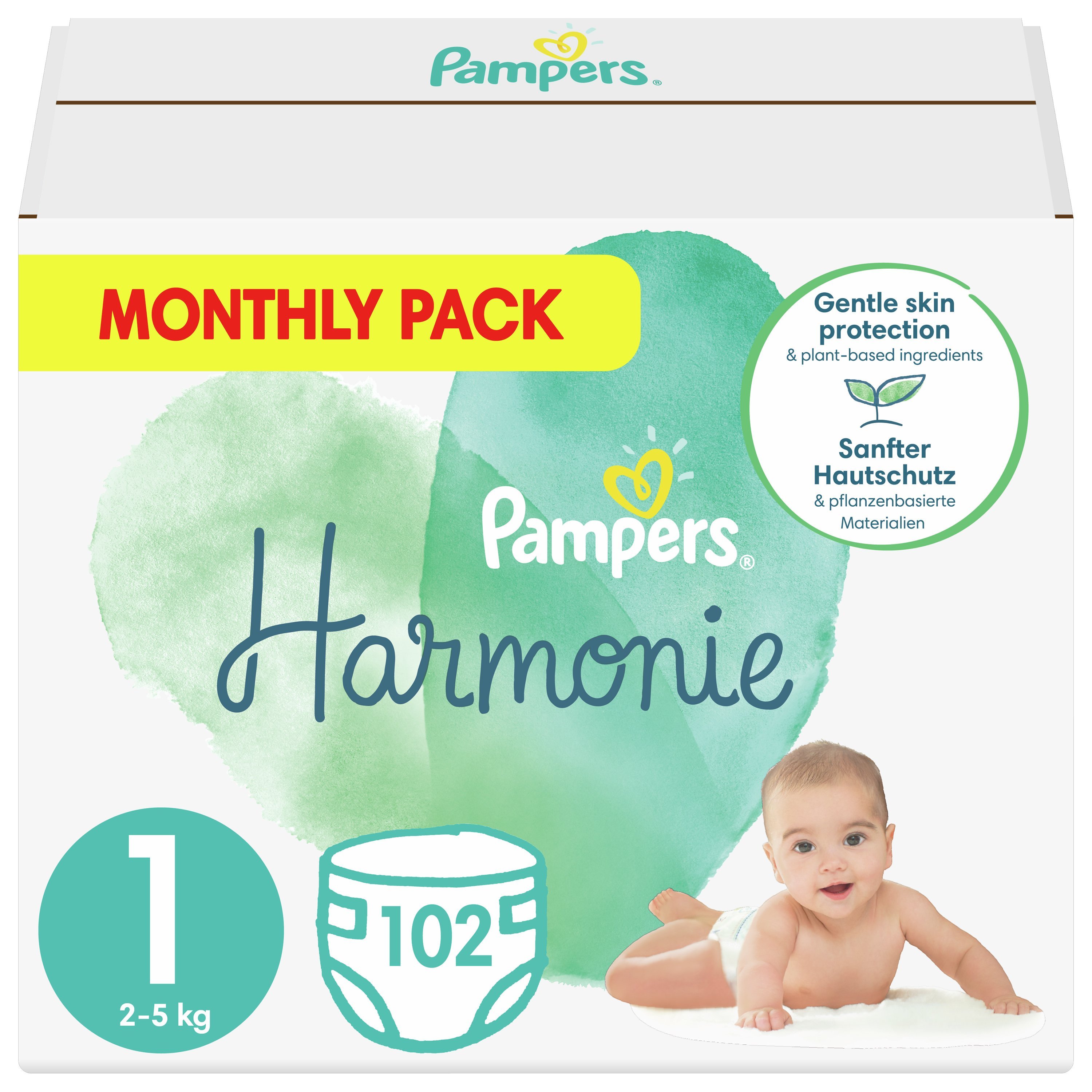 Pampers Harmonie Monthly Pack No1 (2-5kg) 102 πάνες