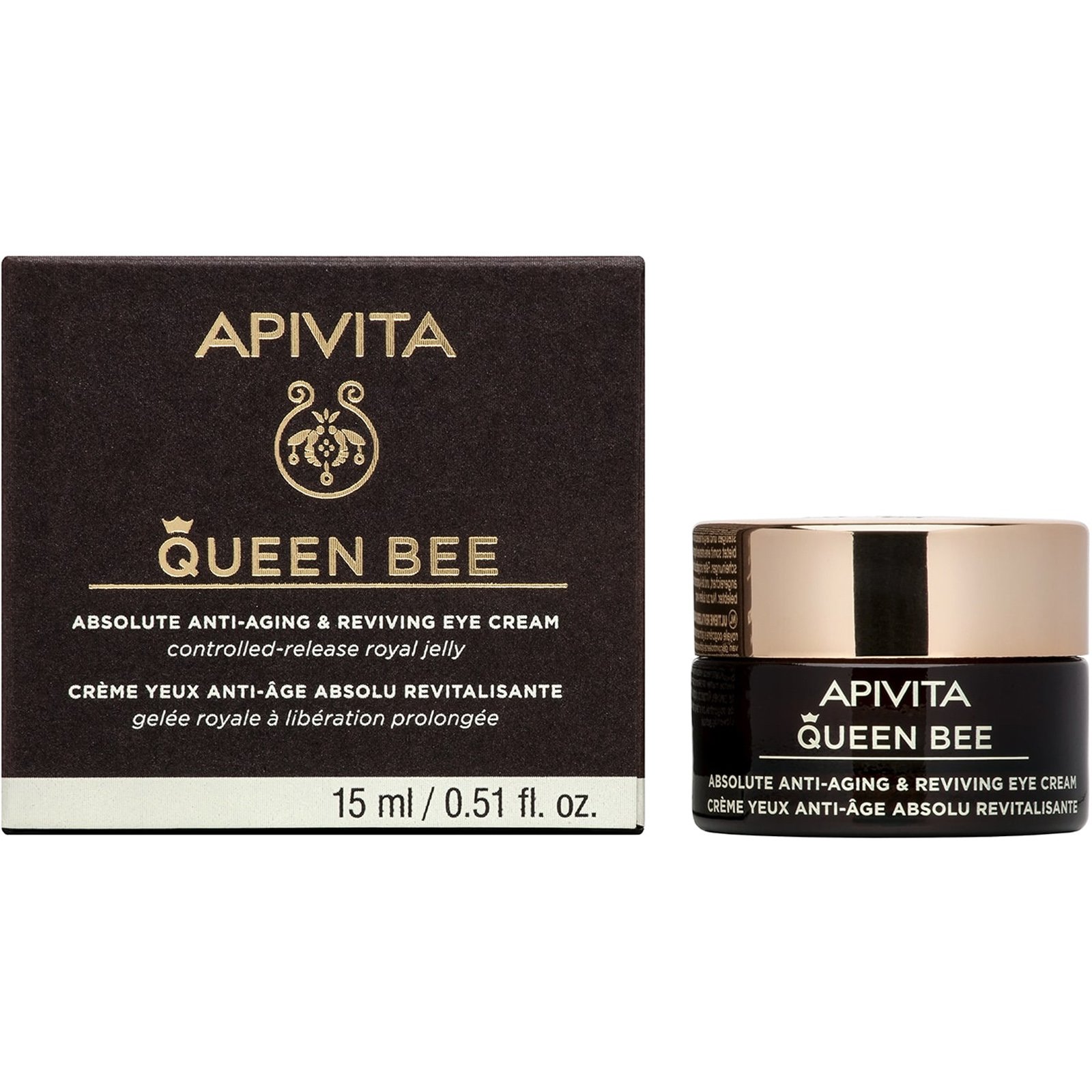 Apivita Queen Bee Absolute Anti-Aging Reviving Κρέμα Ματιών Απόλυτης Αντιγήρανσης & Αναζωογόνησης με Βασιλικό Πολτό 15ml