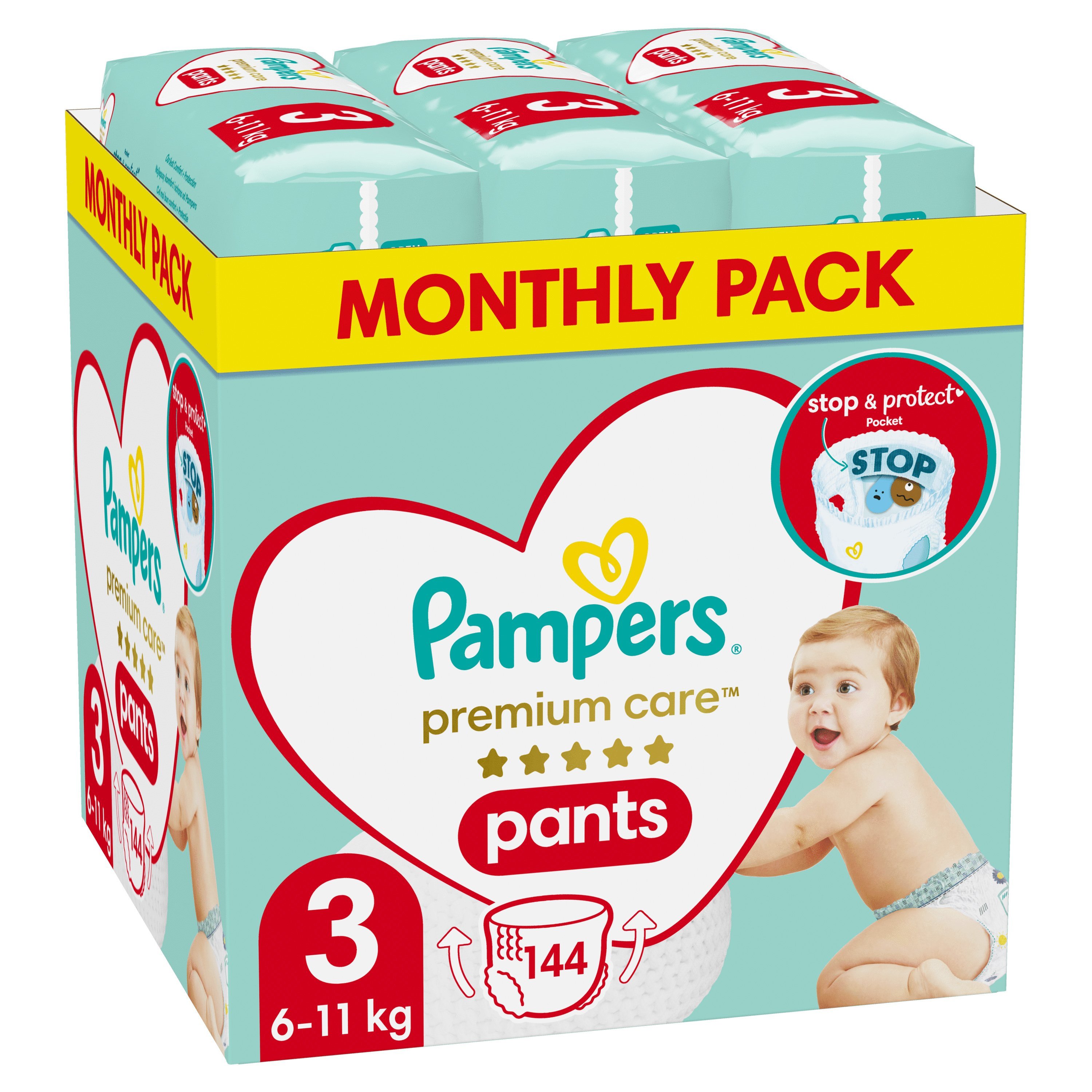Pampers Premium Care Pants Monthly Pack No3 (6-11kg) 144 πάνες