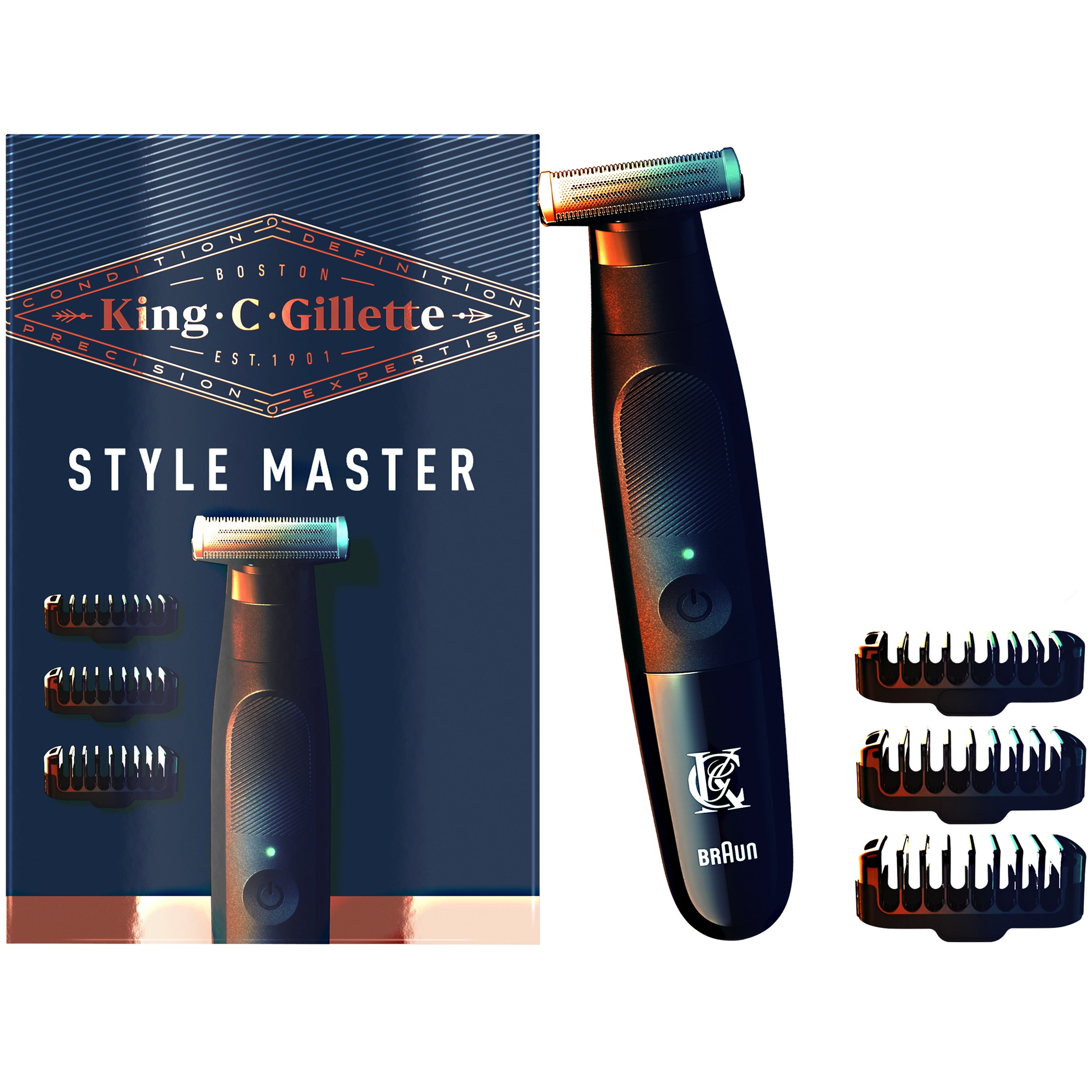 Gillette King C Style Master Cordless Stubble Trimmer Αδιάβροχη Ανδρική Μηχανή Ξυρίσματος Χωρίς Καλώδιο & με 4D Εξάρτημα Κουρέματος 1 Τεμάχιο